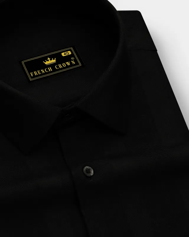 Velnero-Jade Black Twill Premium Cotton Dress Shirt sold by French Crown