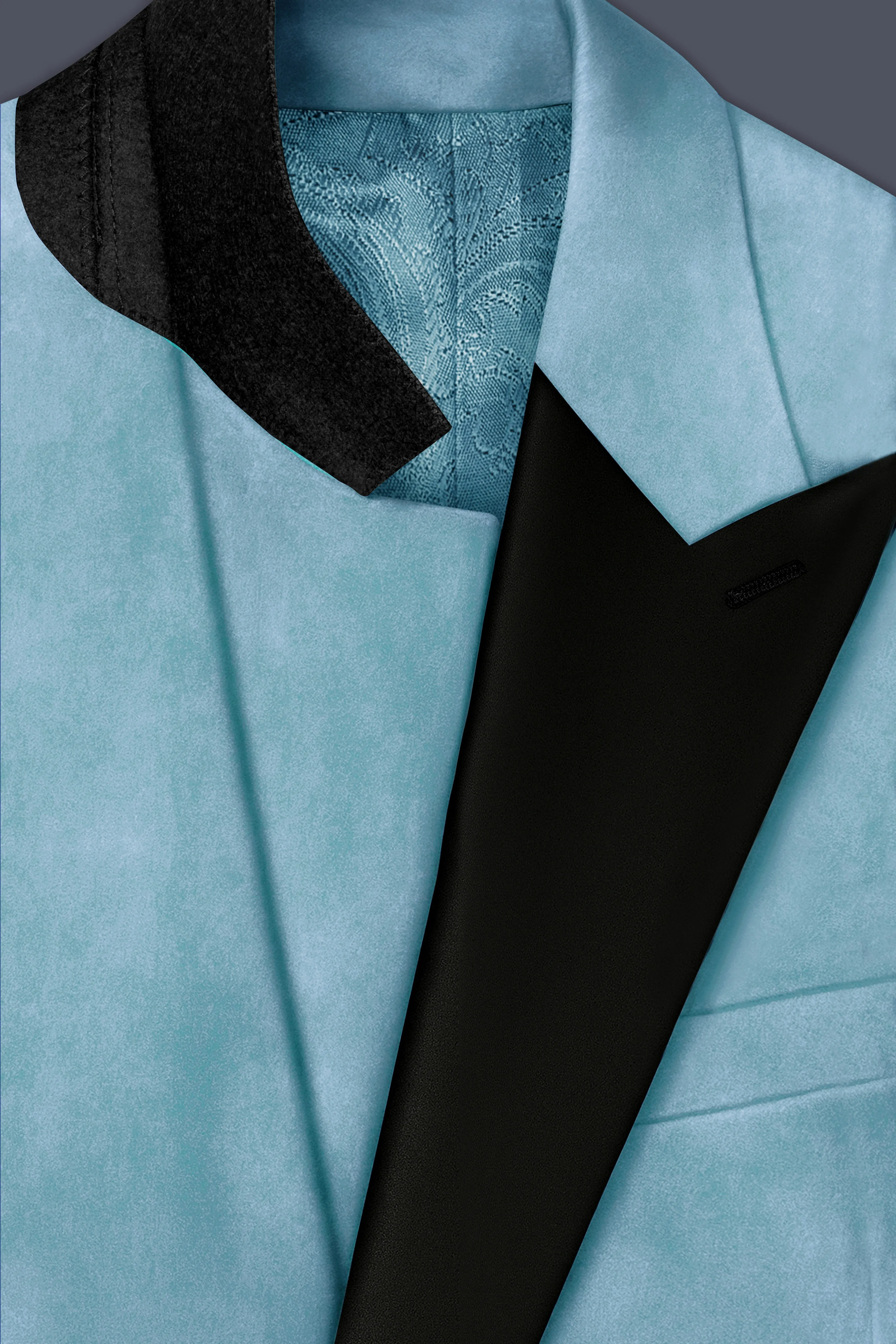 Ocevel-Naptune Blue Velvet Peak Lapel Tuxedo Blazer sold by French Crown product image thumbnail 4
