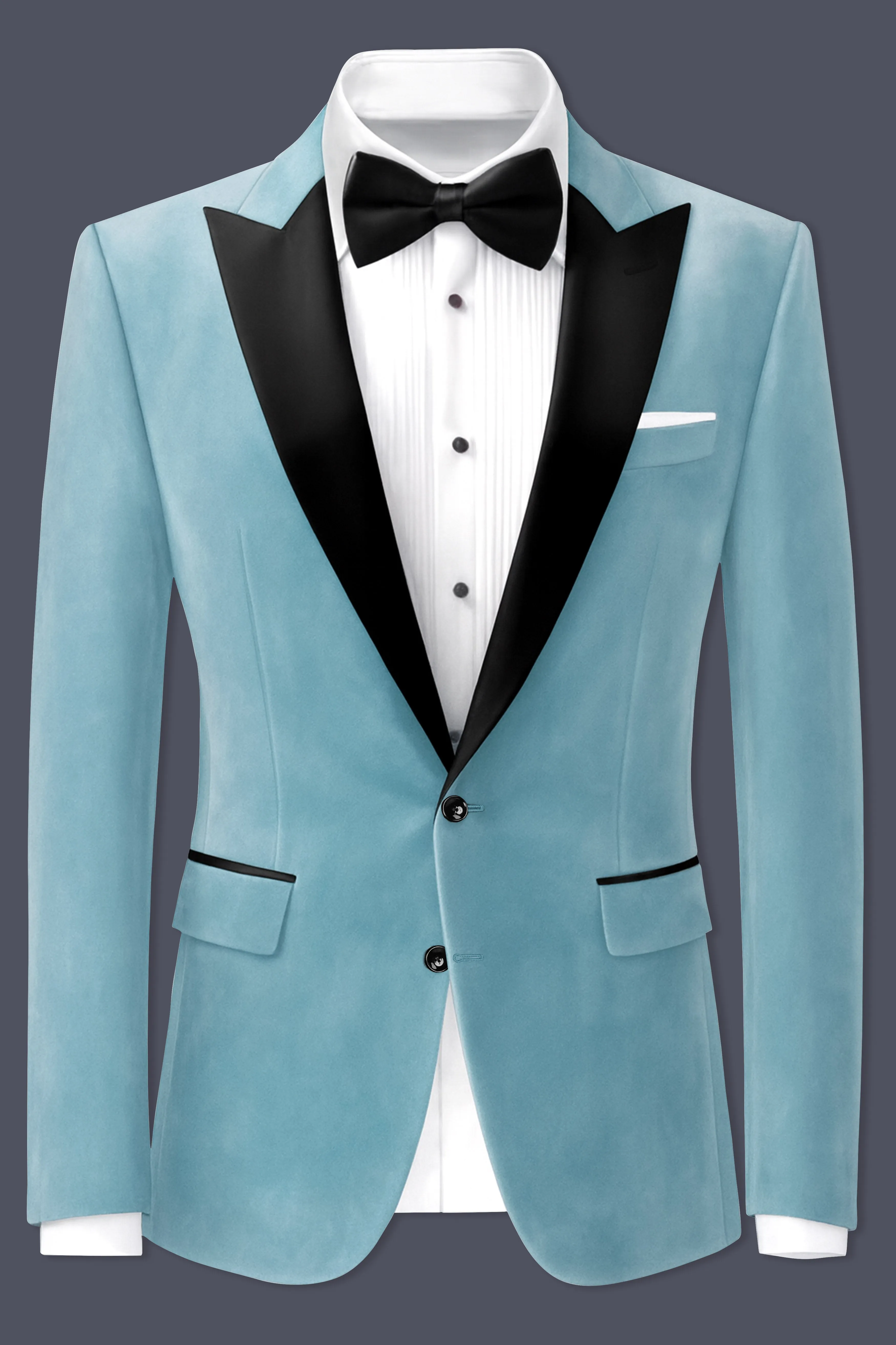 Ocevel-Naptune Blue Velvet Peak Lapel Tuxedo Blazer sold by French Crown product image thumbnail 2
