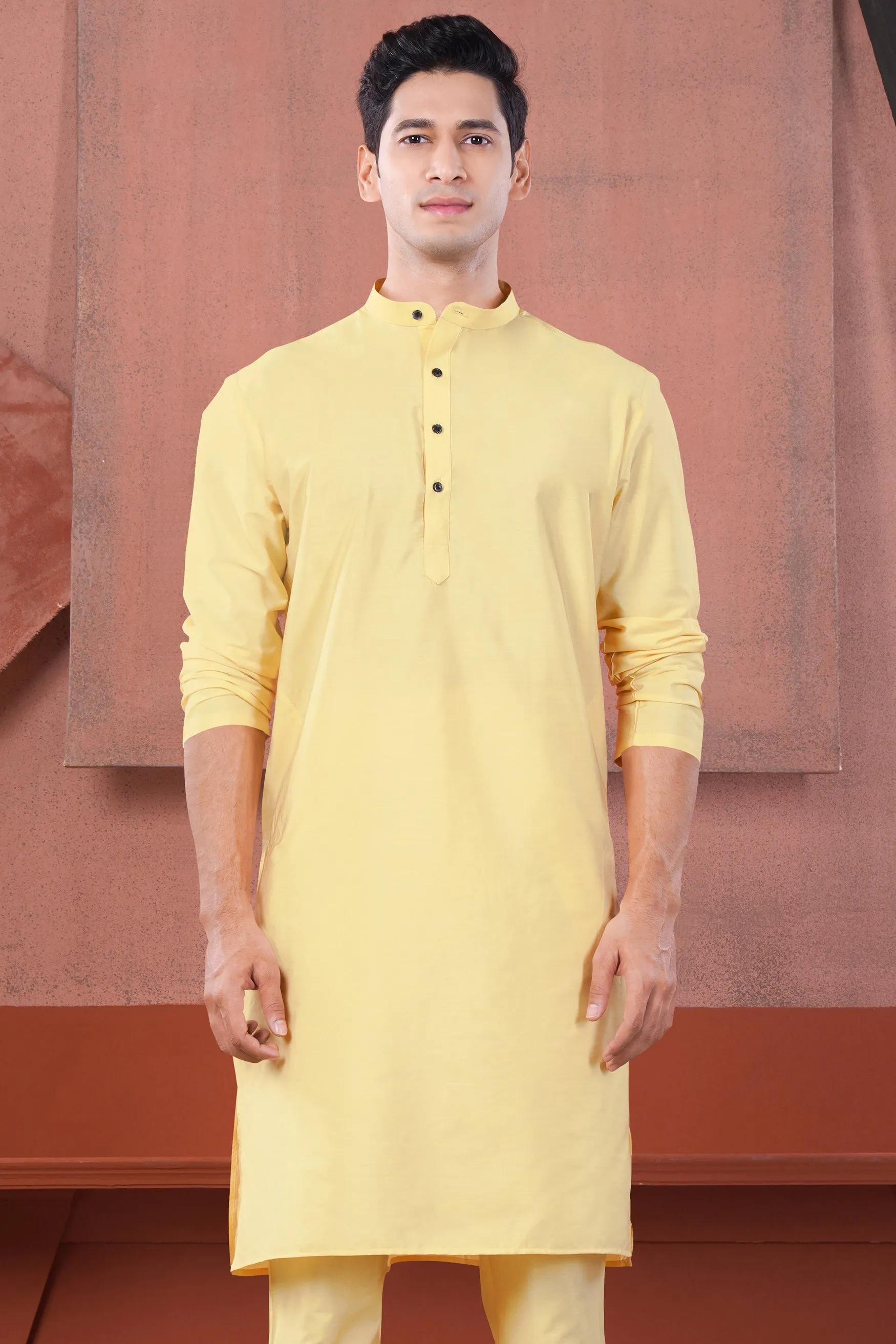 Hampton Yellow Subtle Sheen Viscose Kurta sold by French Crown product image thumbnail 2