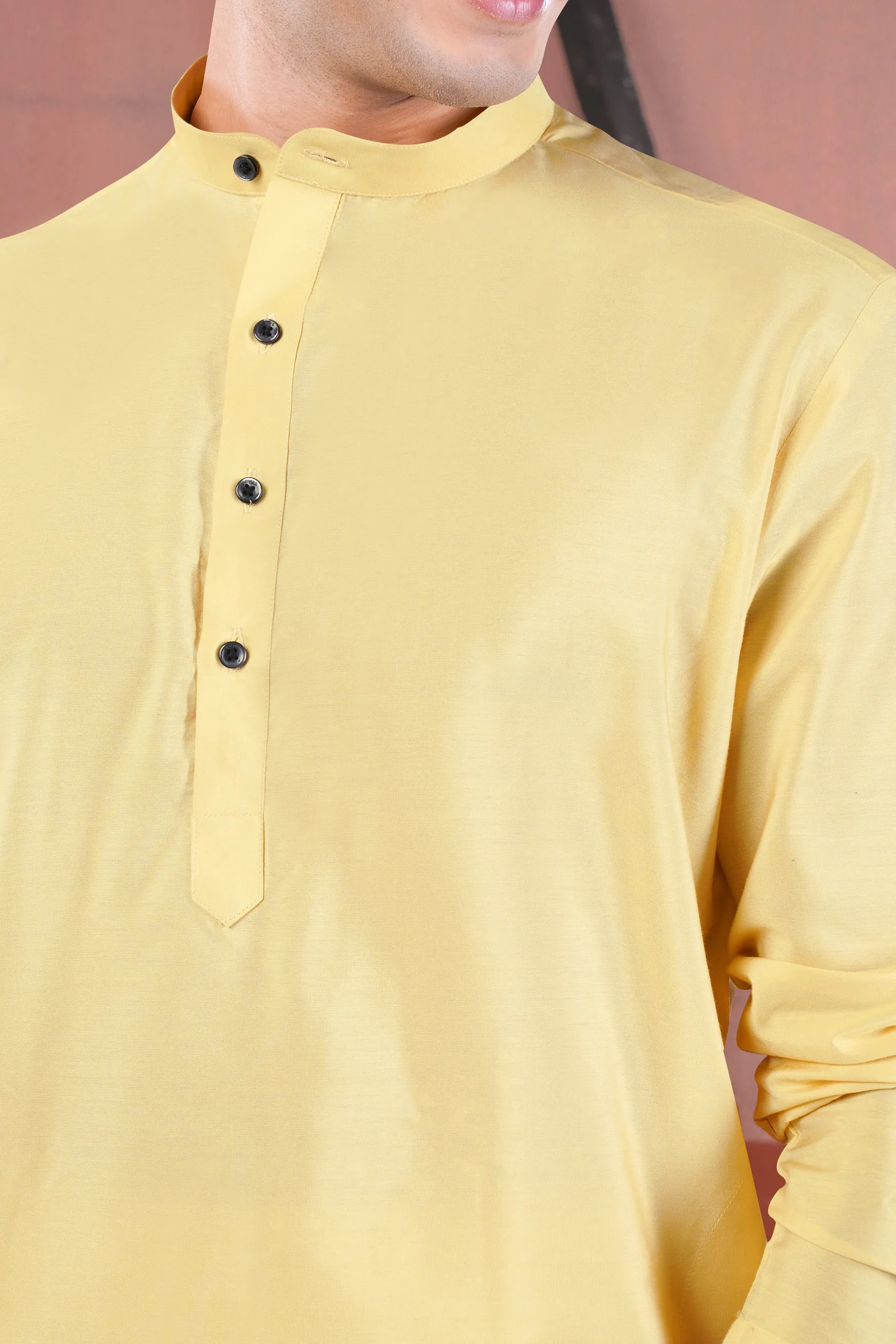Hampton Yellow Subtle Sheen Viscose Kurta sold by French Crown product image thumbnail 4