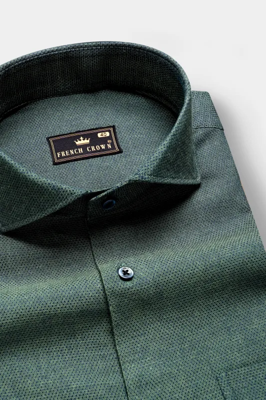 Evergreen Luxe-Timber Green Dobby Textured Premium Giza Cotton Dress Shirt sold by French Crown