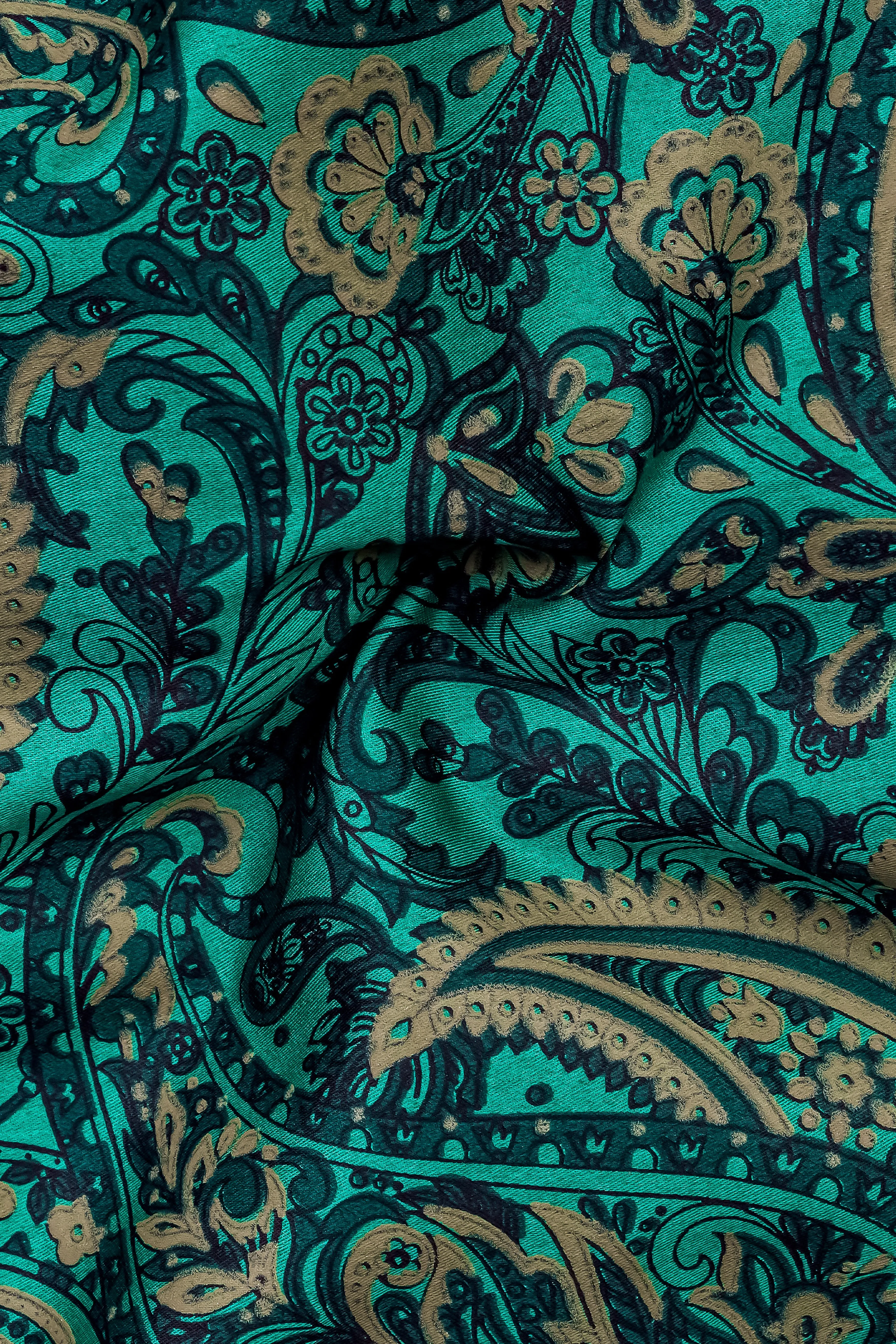Teal Green with Deep Sea Green Ethnic Motifs Printed Super Soft Premium Cotton Shirt sold by French Crown product image thumbnail 2