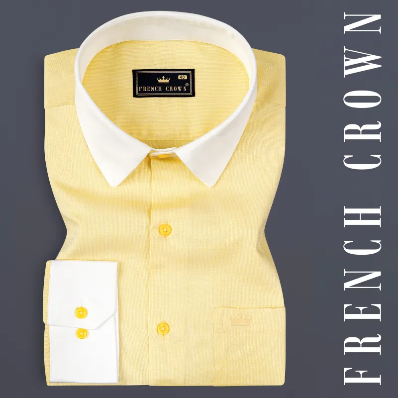 Mania Yellow Dobby Textured Premium Giza Cotton Shirt sold by French Crown