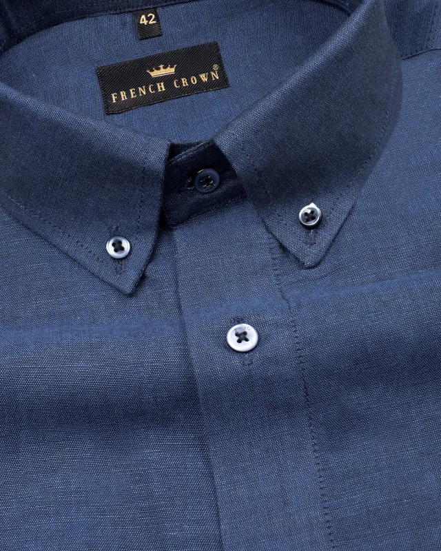 Rhino Blue Luxurious Linen Shirt sold by French Crown