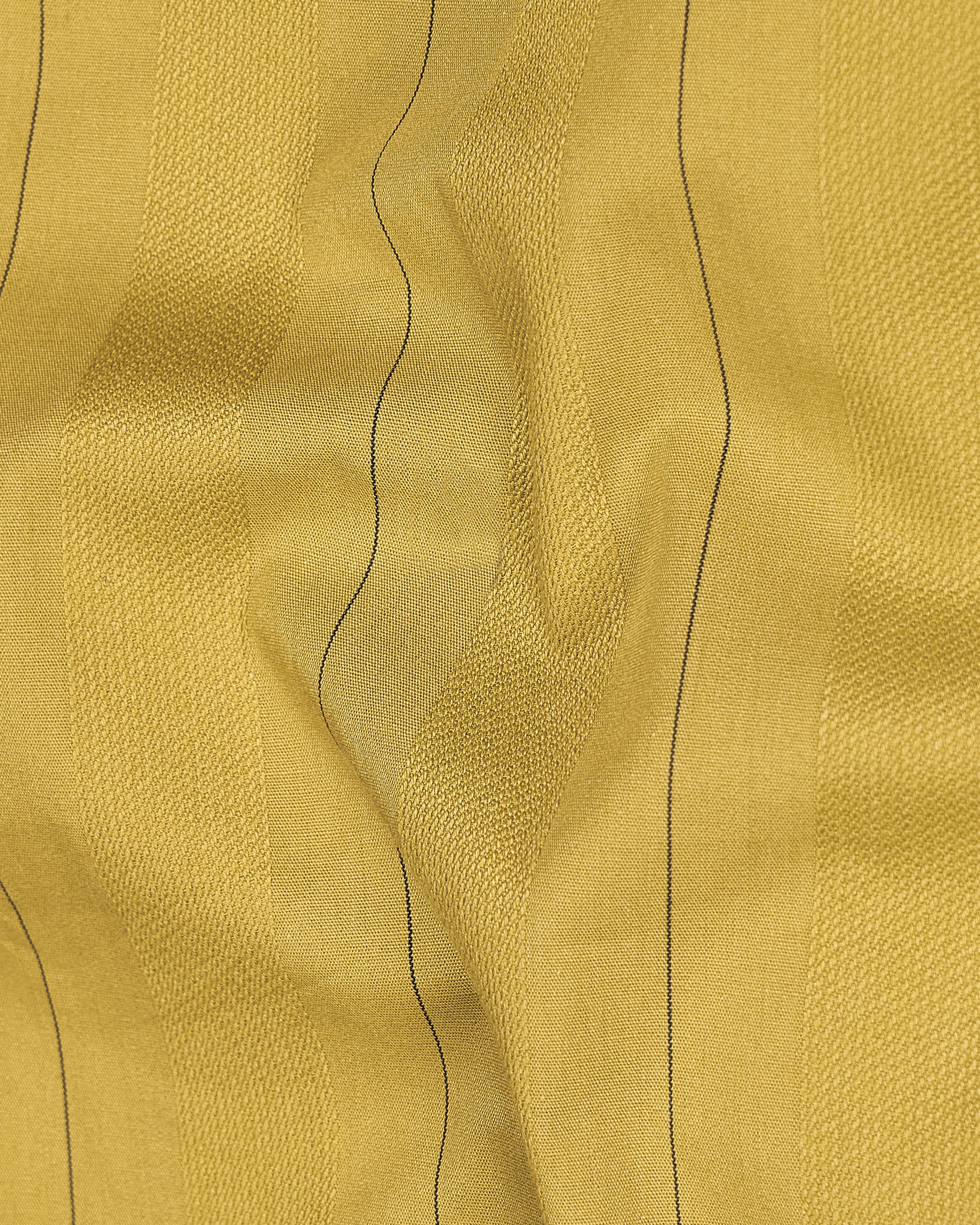 Husk Yellow Striped Dobby Textured Premium Giza Cotton Shirt sold by French Crown product image thumbnail 2