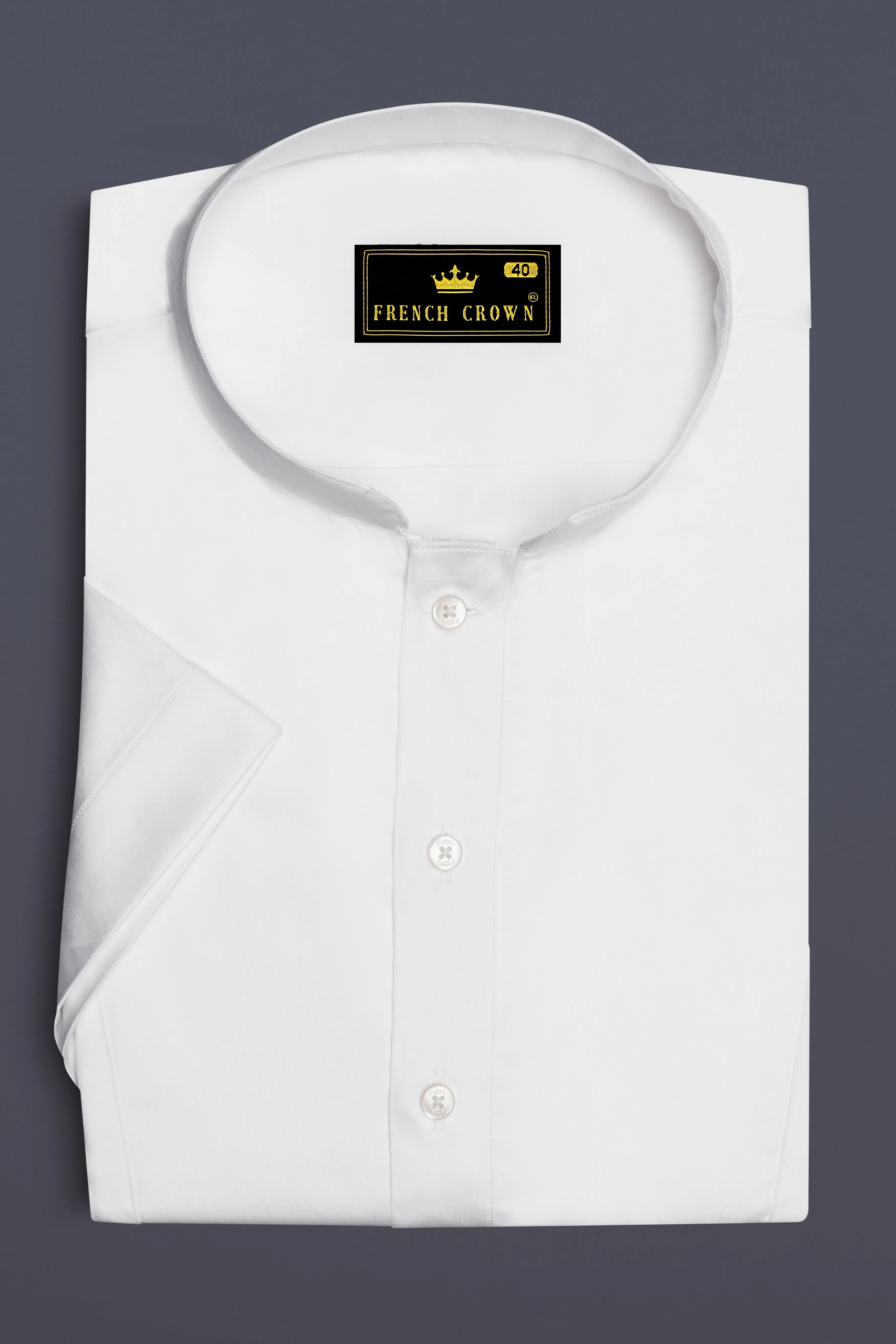 Biancoro-Bright White Subtle Sheen Super Soft Premium Cotton Casual Designer Shirt sold by French Crown product image thumbnail 5