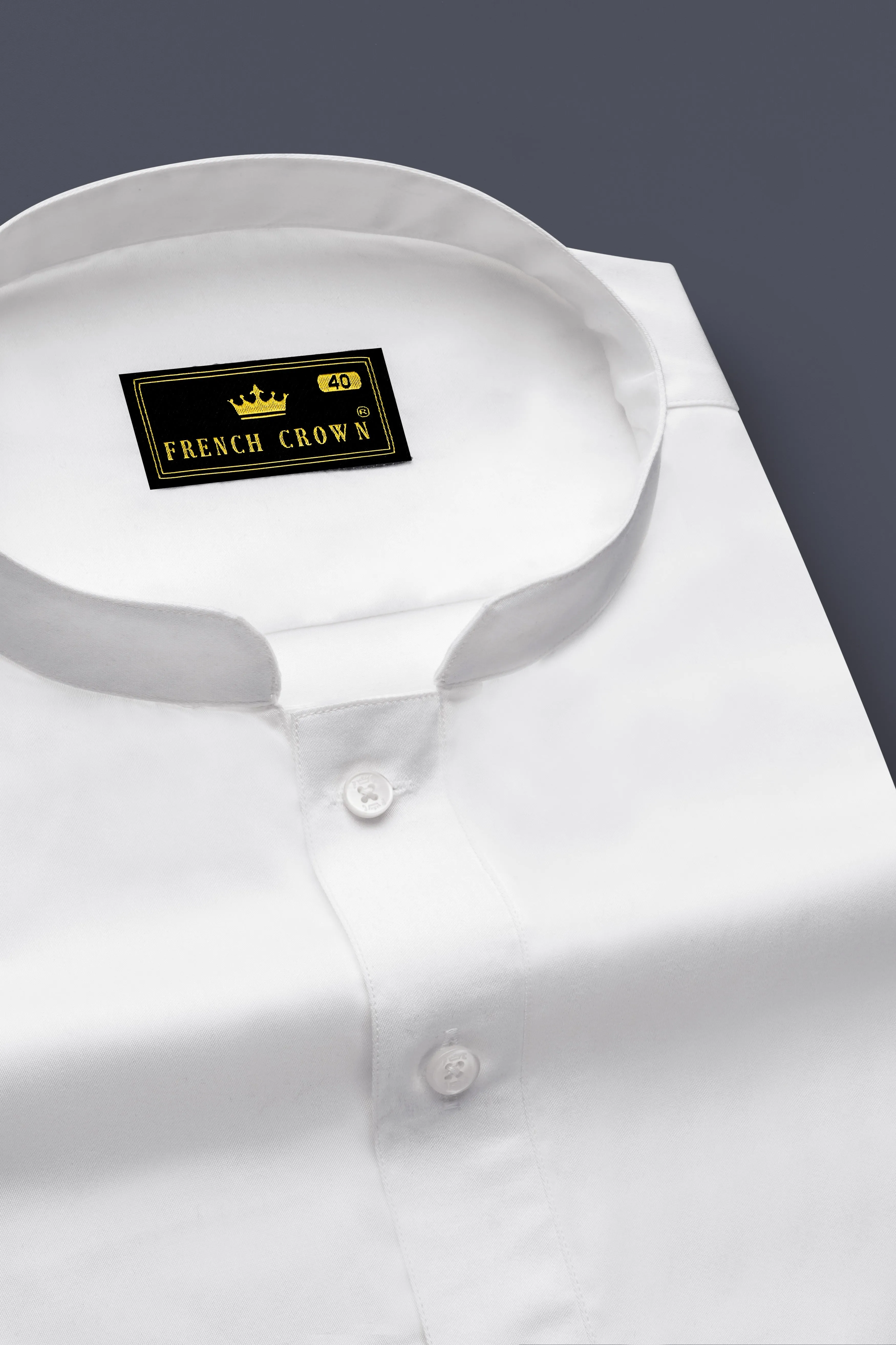 Biancoro-Bright White Subtle Sheen Super Soft Premium Cotton Casual Designer Shirt sold by French Crown product image thumbnail 4