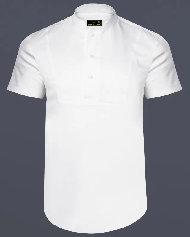Biancoro-Bright White Subtle Sheen Super Soft Premium Cotton Casual Designer Shirt sold by French Crown