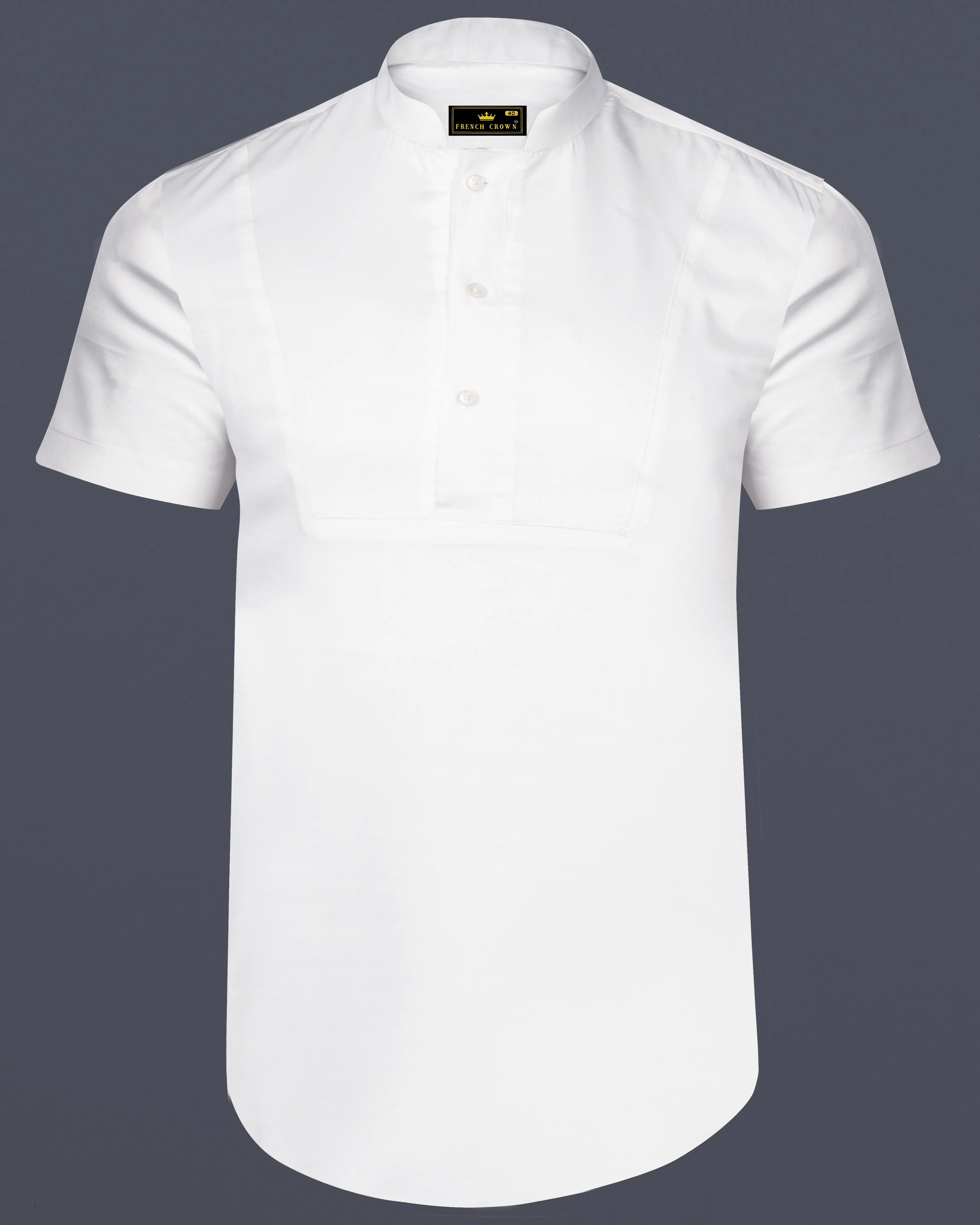 Biancoro-Bright White Subtle Sheen Super Soft Premium Cotton Casual Designer Shirt sold by French Crown