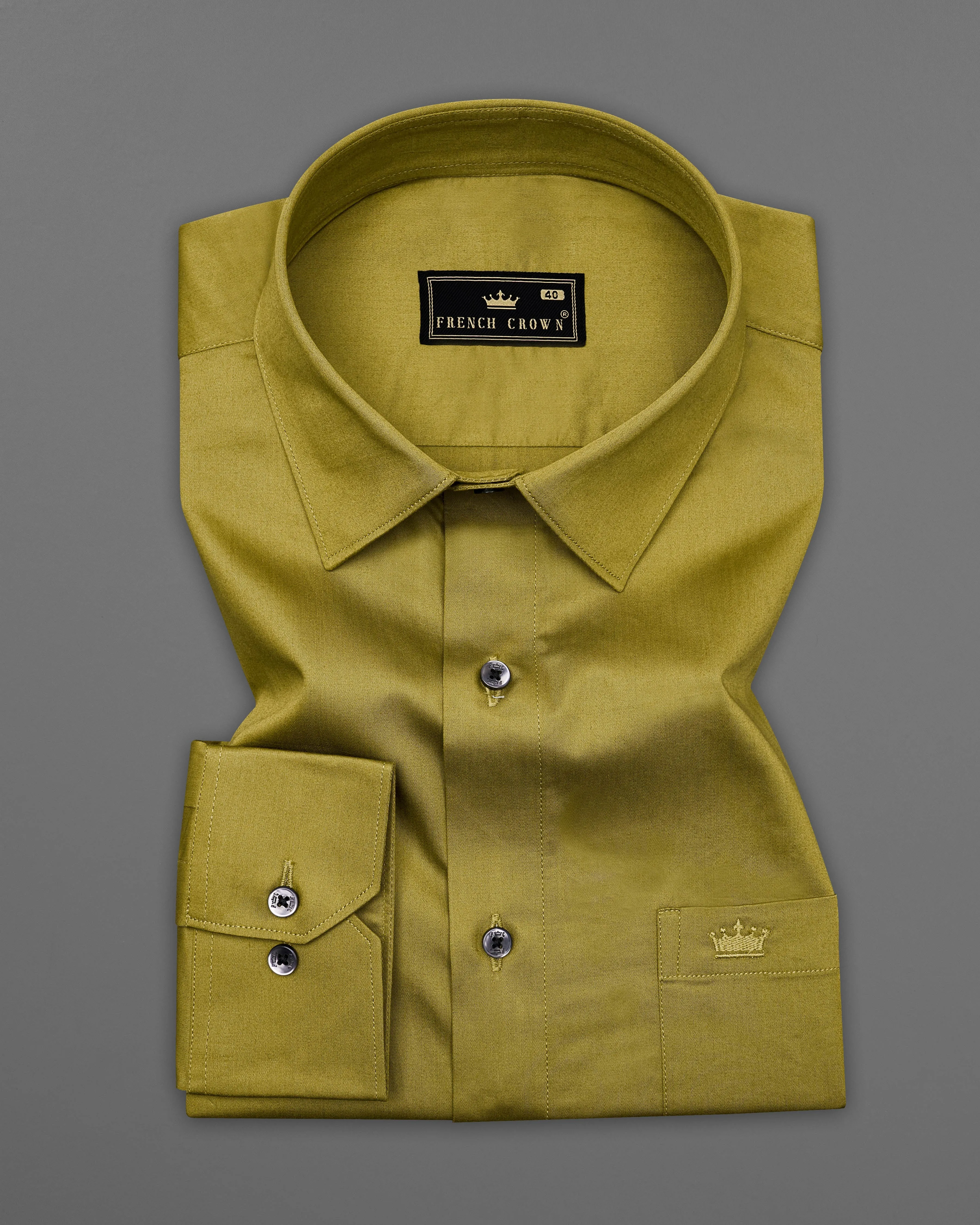 Alpine Green Subtle Sheen Super Soft Premium Cotton Shirt sold by French Crown product image thumbnail 2