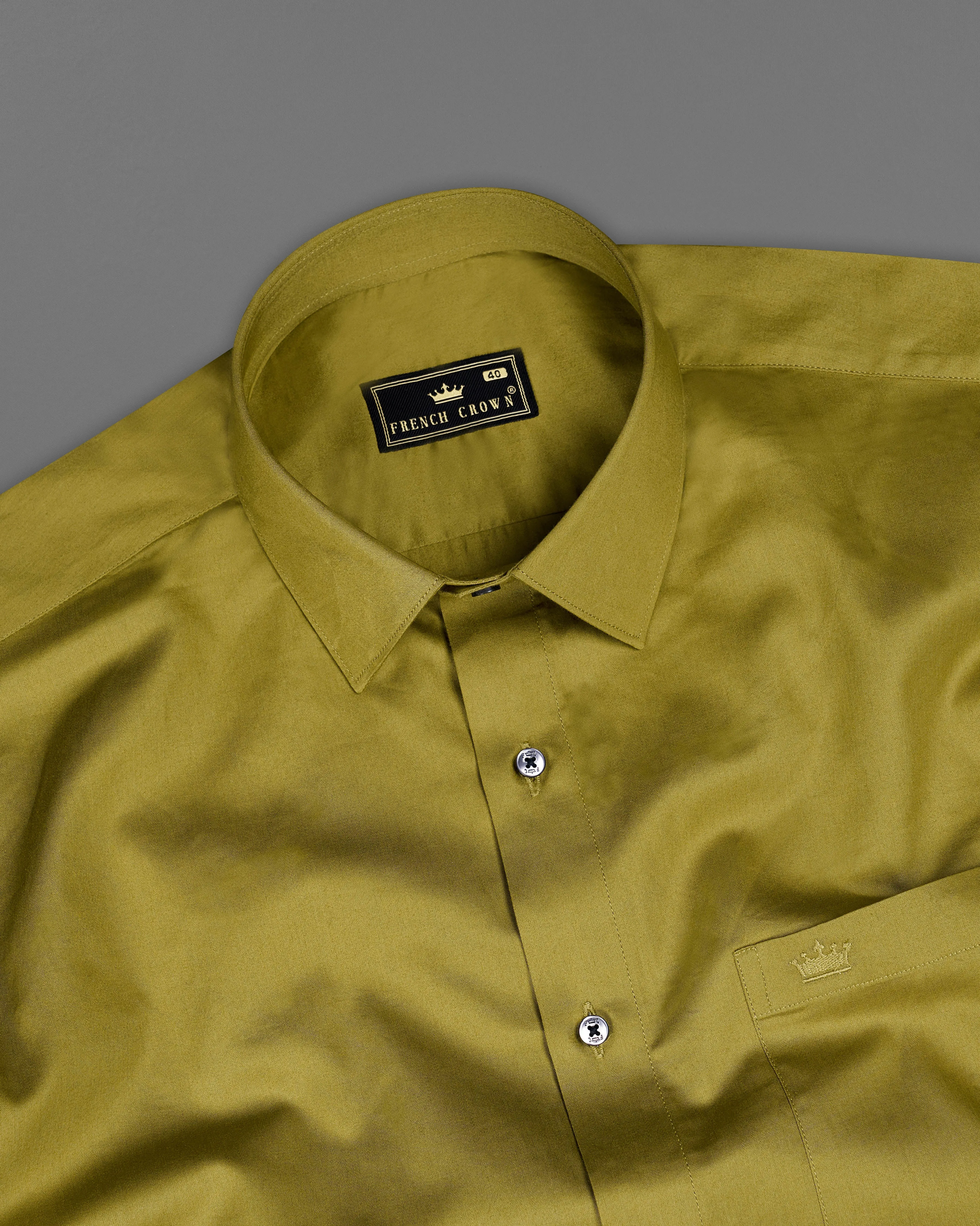 Alpine Green Subtle Sheen Super Soft Premium Cotton Shirt sold by French Crown product image thumbnail 5