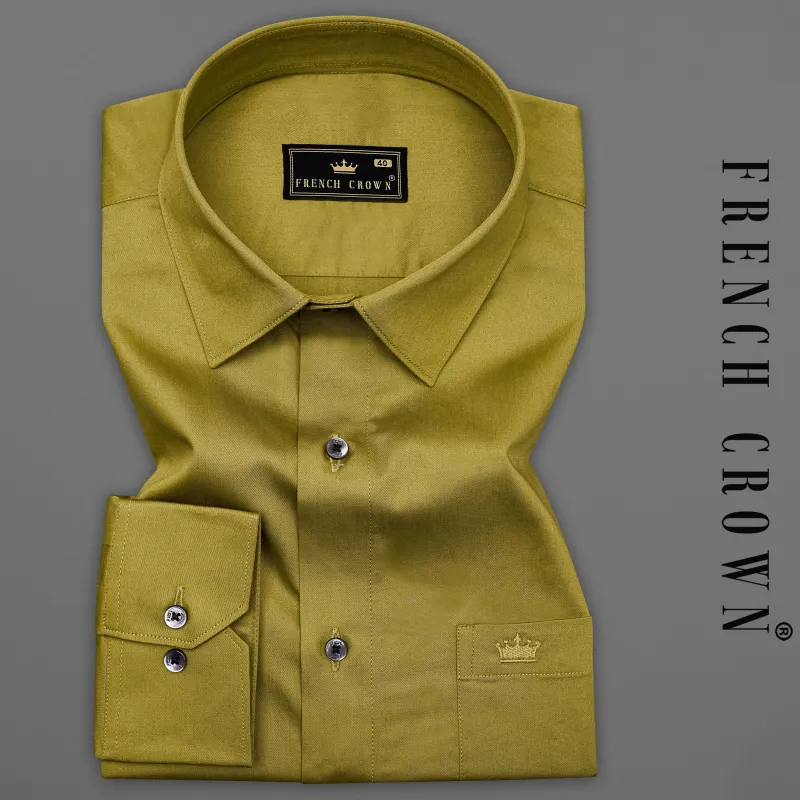 Alpine Green Subtle Sheen Super Soft Premium Cotton Shirt sold by French Crown