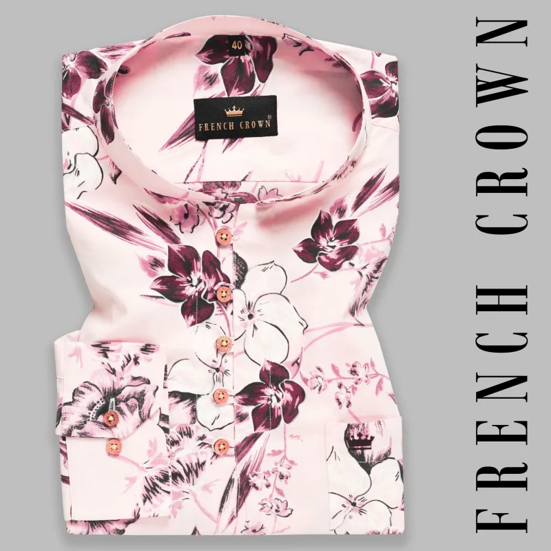 Lemonade Large scale Flowers Printed Indian kurta Style Premium Cotton Shirt sold by French Crown