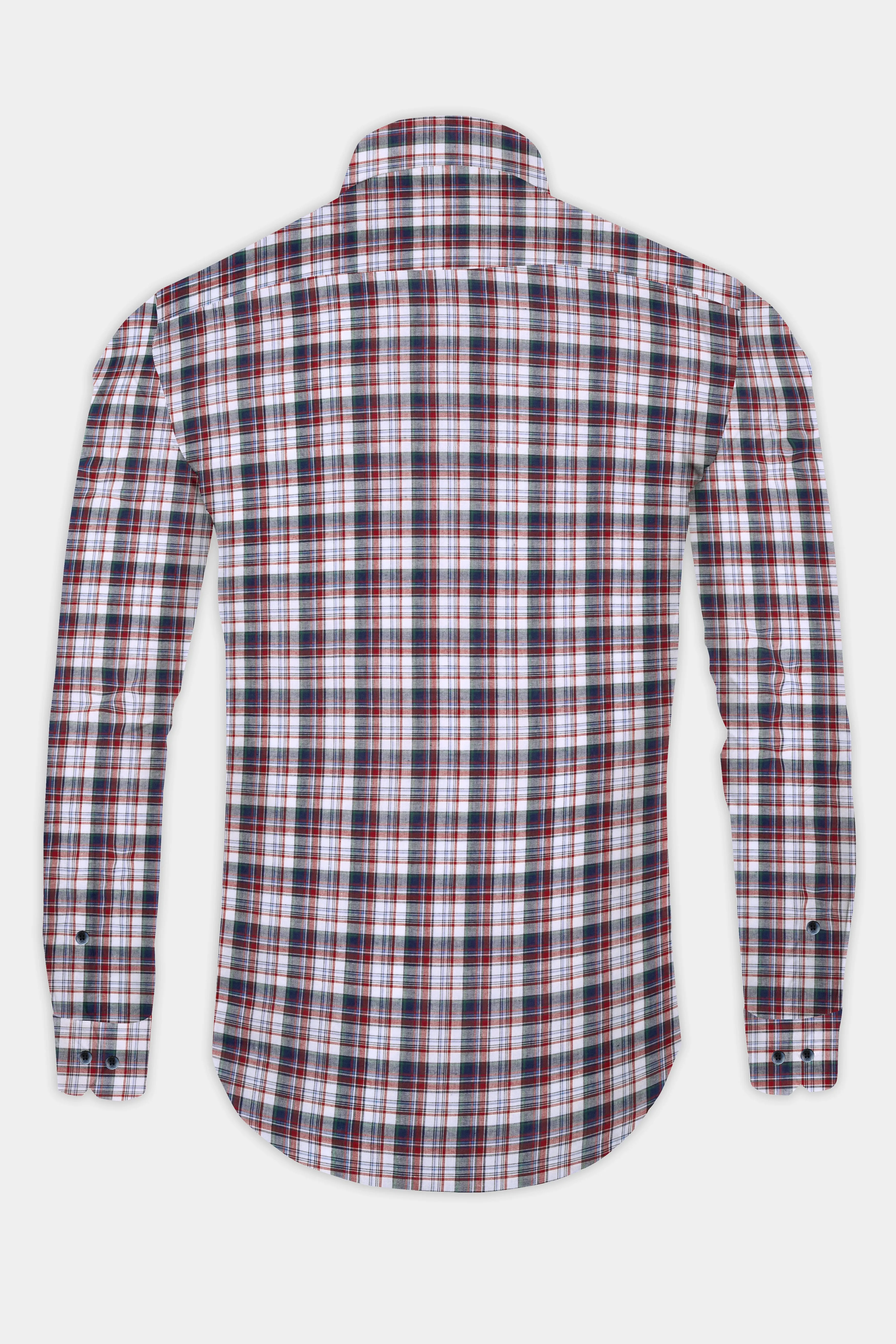 Rhino Blue with Stiletto Red Plaid Premium Cotton Shirt sold by French Crown product image thumbnail 5