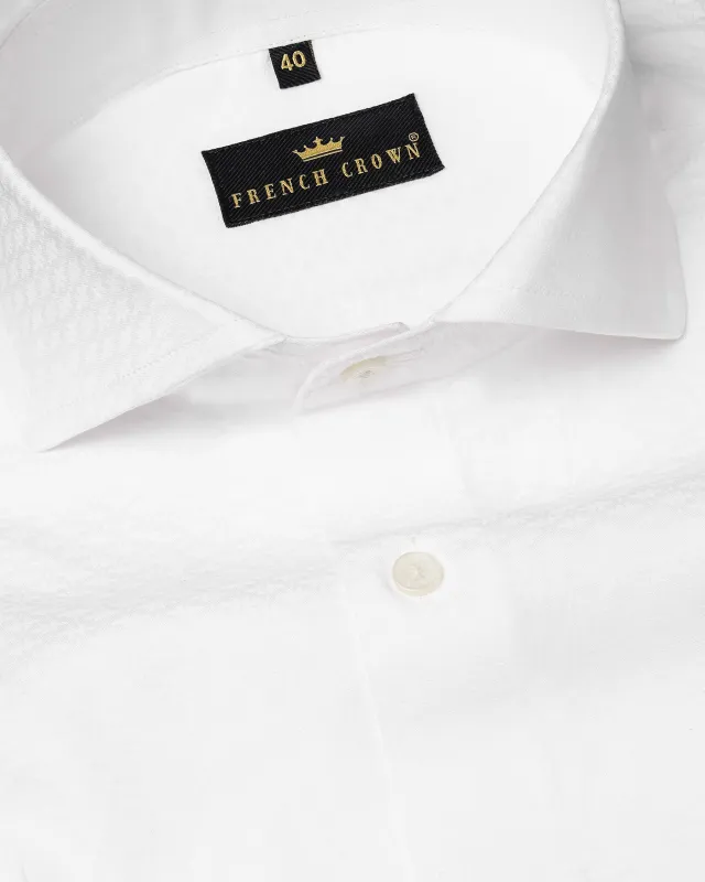 Bright White Dobby Textured Premium Giza Cotton Shirt sold by French Crown