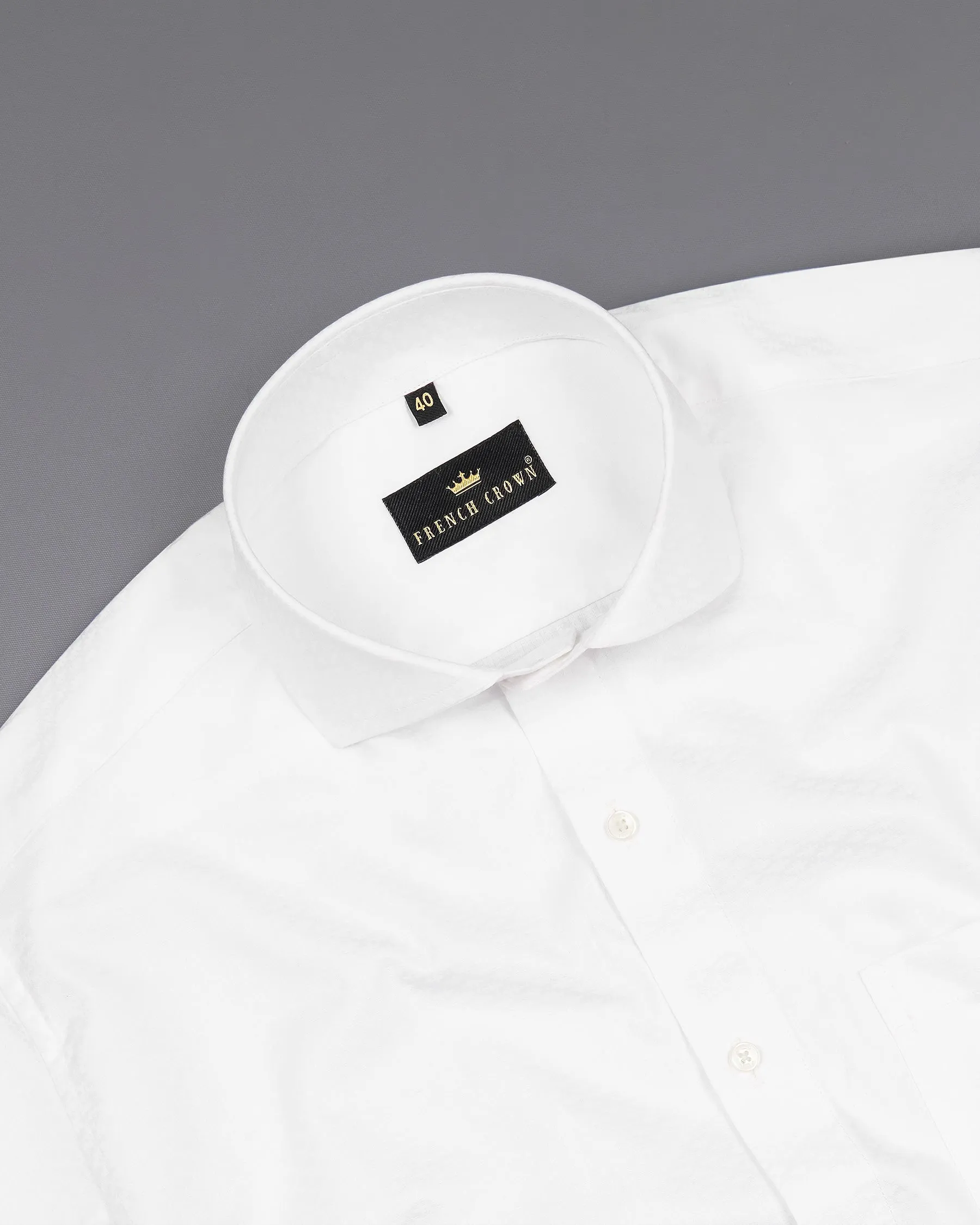 Bright White Dobby Textured Premium Giza Cotton Shirt sold by French Crown product image thumbnail 4