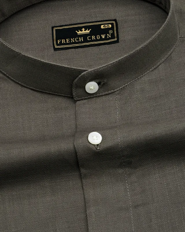 Dune Brown Luxurious Linen Shirt sold by French Crown