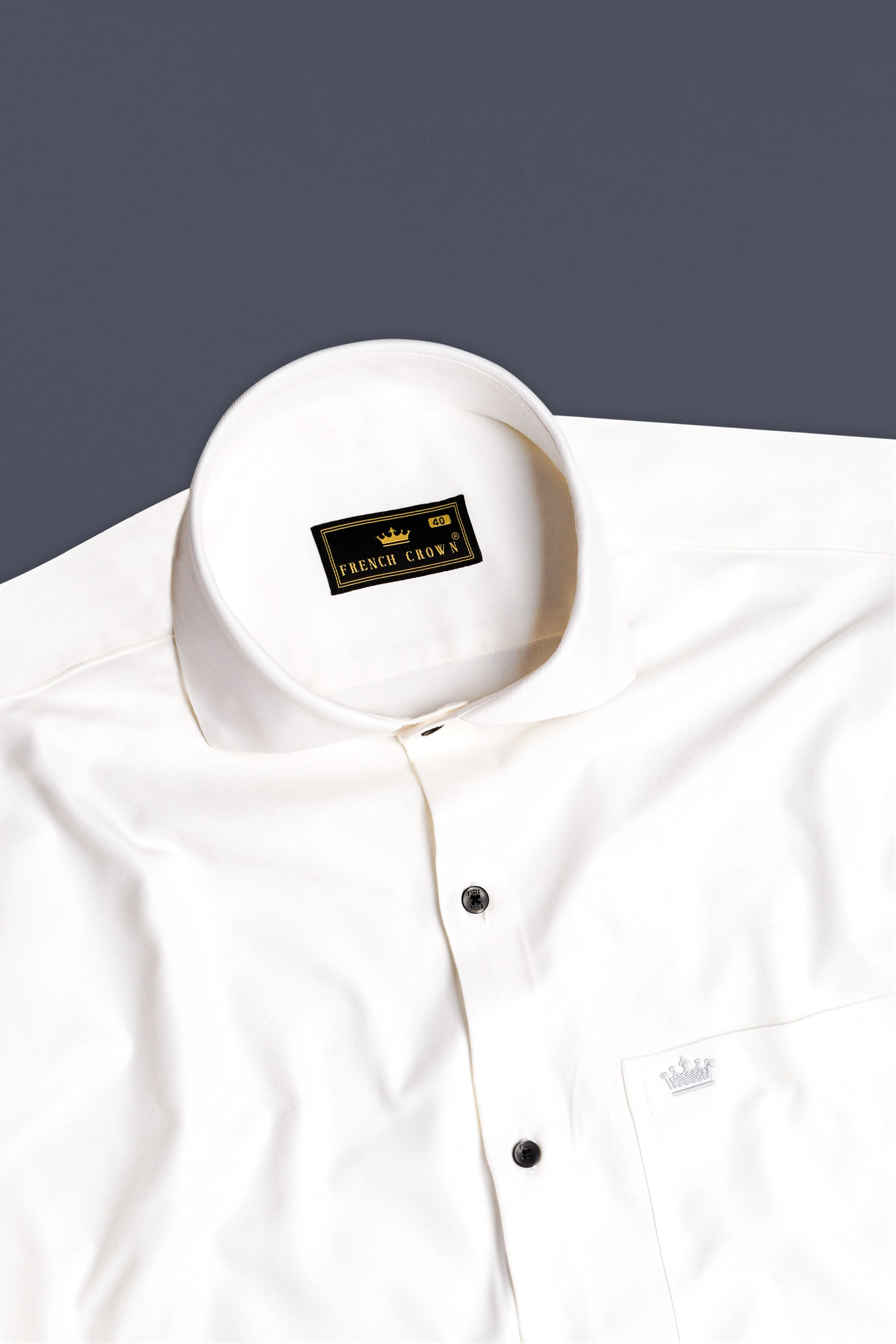 Glacial-Wisp White Solid Twill Premium Cotton Dress Shirt sold by French Crown product image thumbnail 4