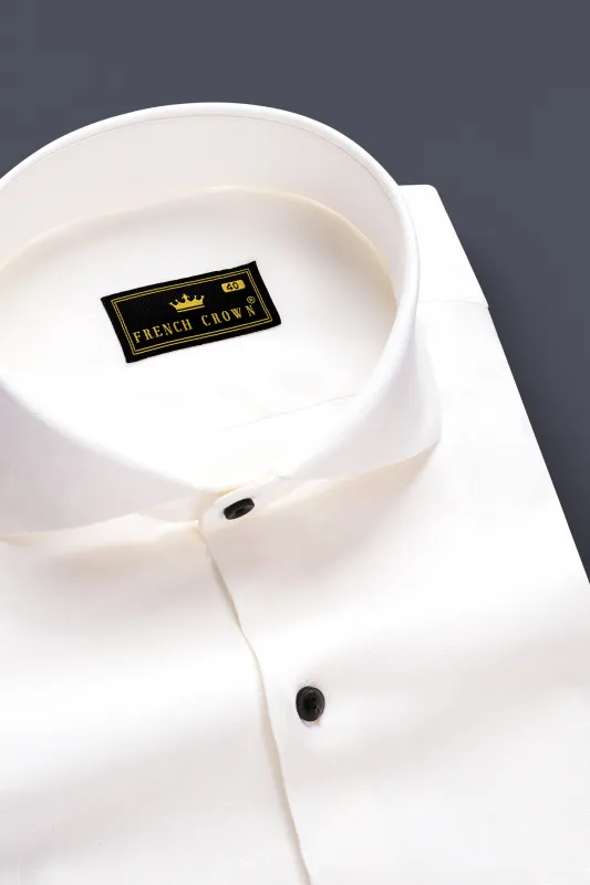 Glacial-Wisp White Solid Twill Premium Cotton Dress Shirt made by French Crown