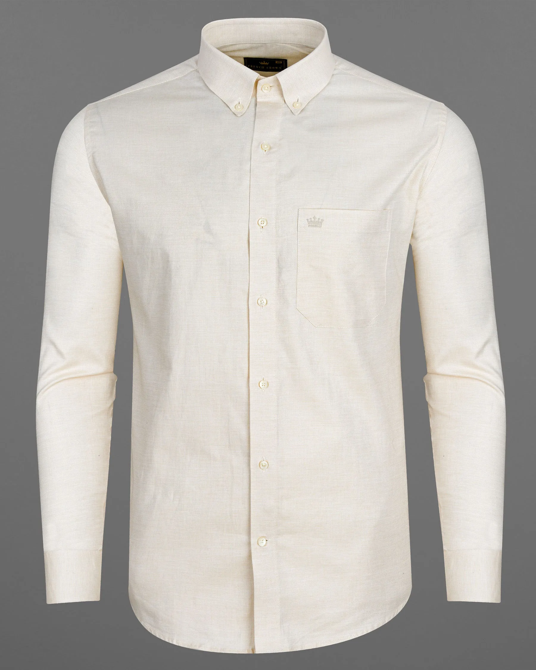 Fantasy Cream Dobby Textured Premium Giza Cotton Shirt sold by French Crown product image thumbnail 5