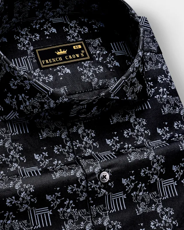 Vesperin-Smoky Black Printed Super Soft Premium Cotton Semi Formal Shirt sold by French Crown