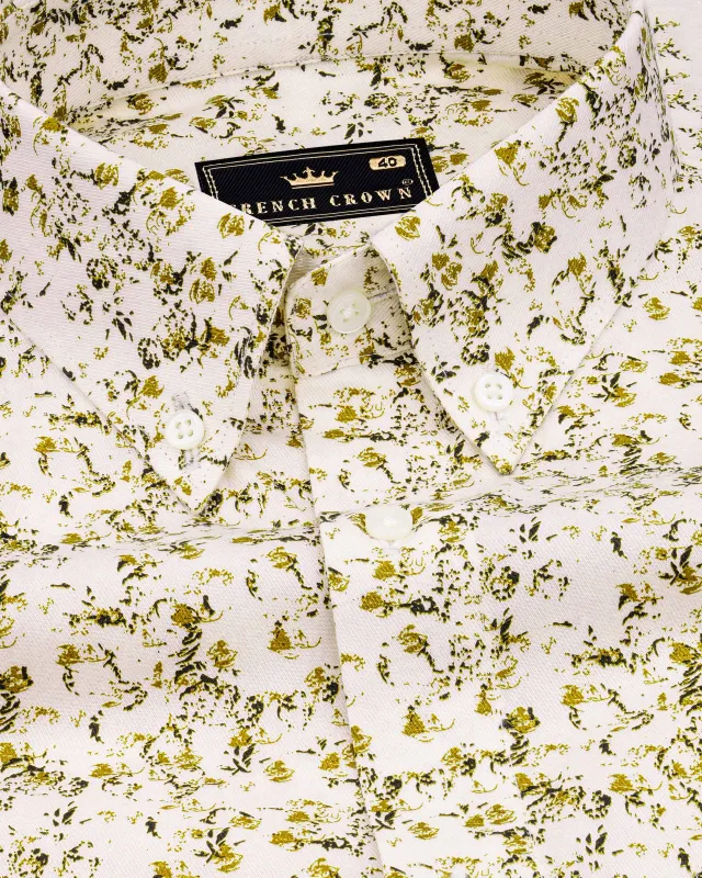 Amour Cream Ditsy Printed Twill Premium Cotton Shirt sold by French Crown
