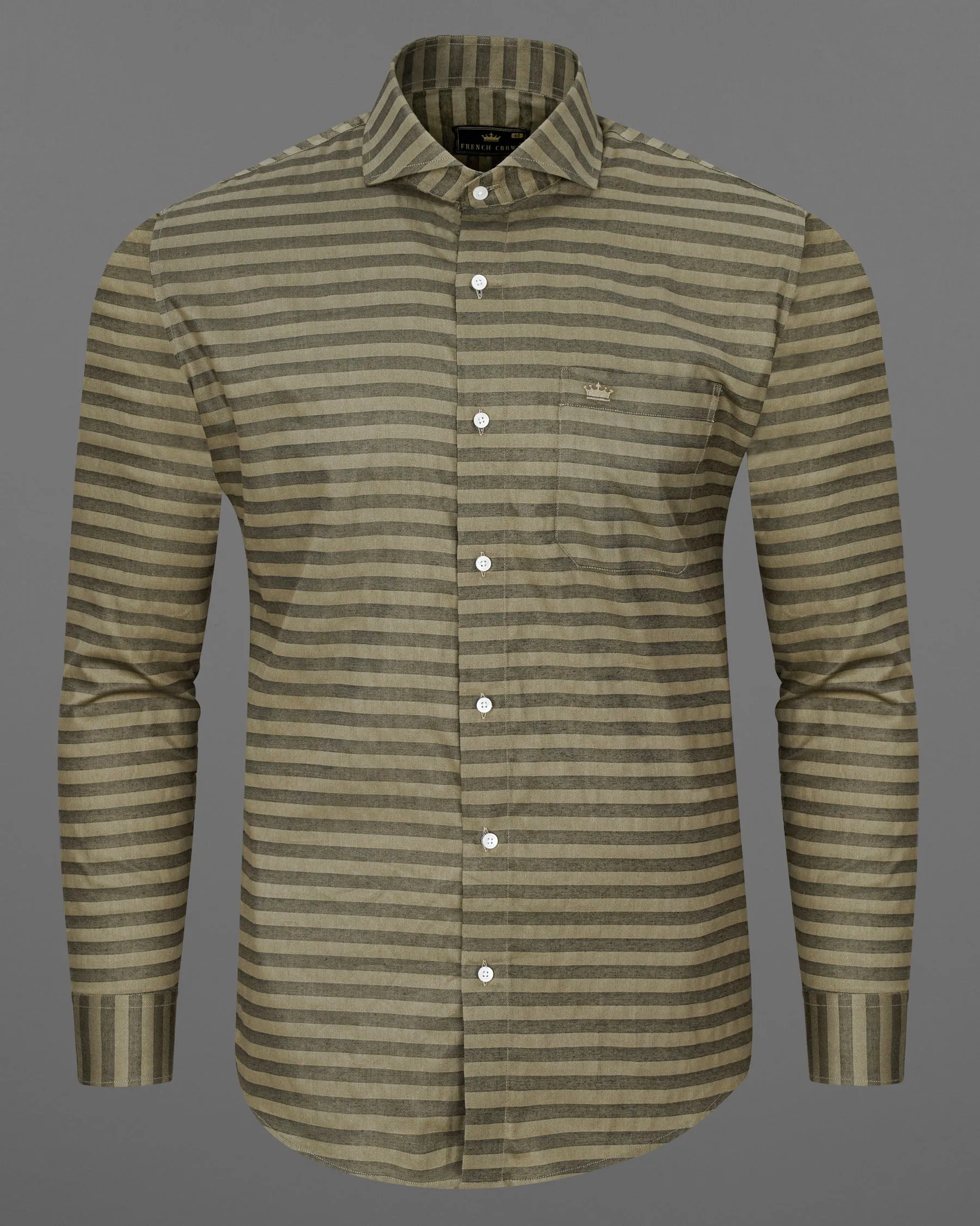 Arrowtone Brown Dobby Textured Premium Giza Cotton Shirt sold by French Crown product image thumbnail 5