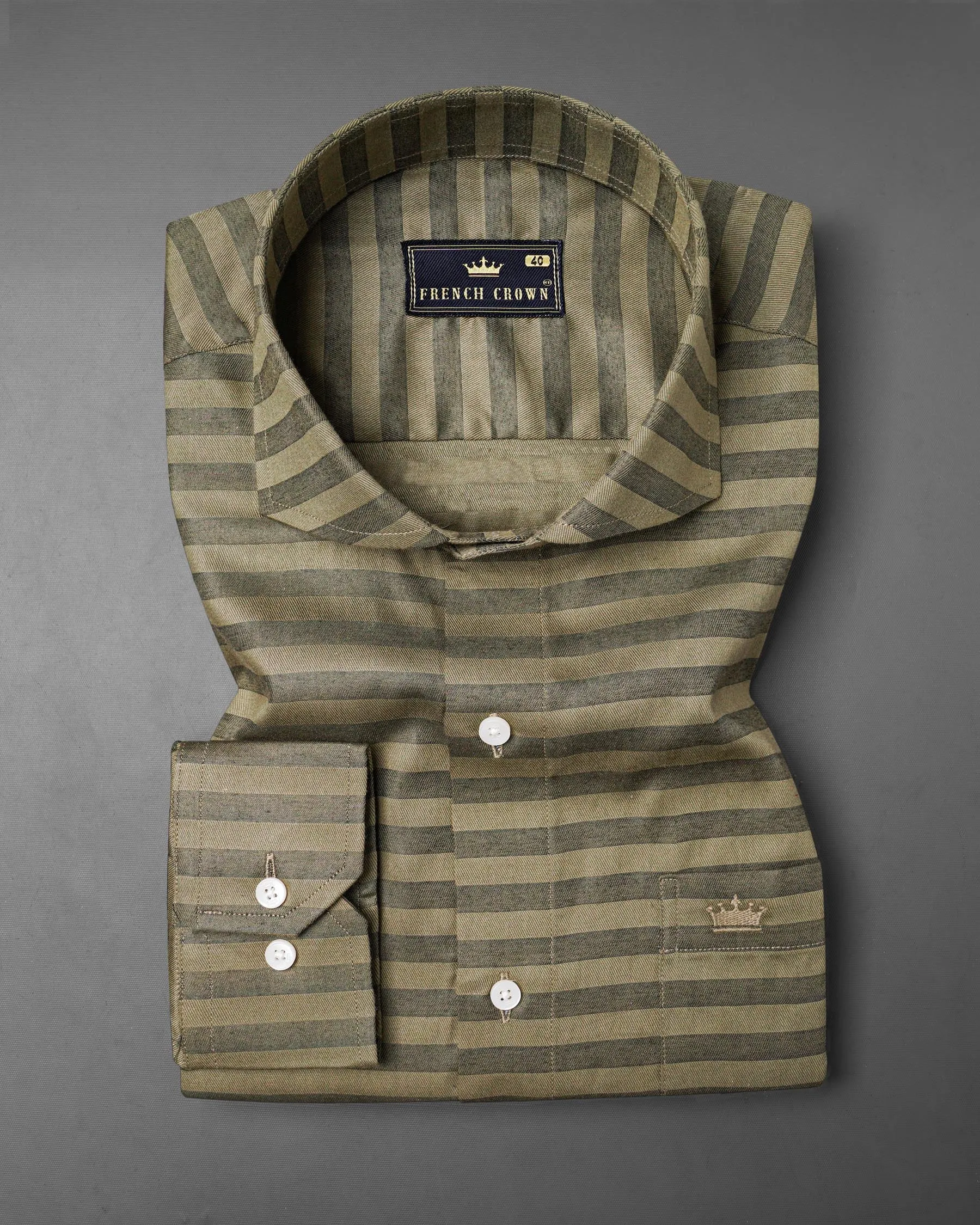 Arrowtone Brown Dobby Textured Premium Giza Cotton Shirt sold by French Crown product image thumbnail 3