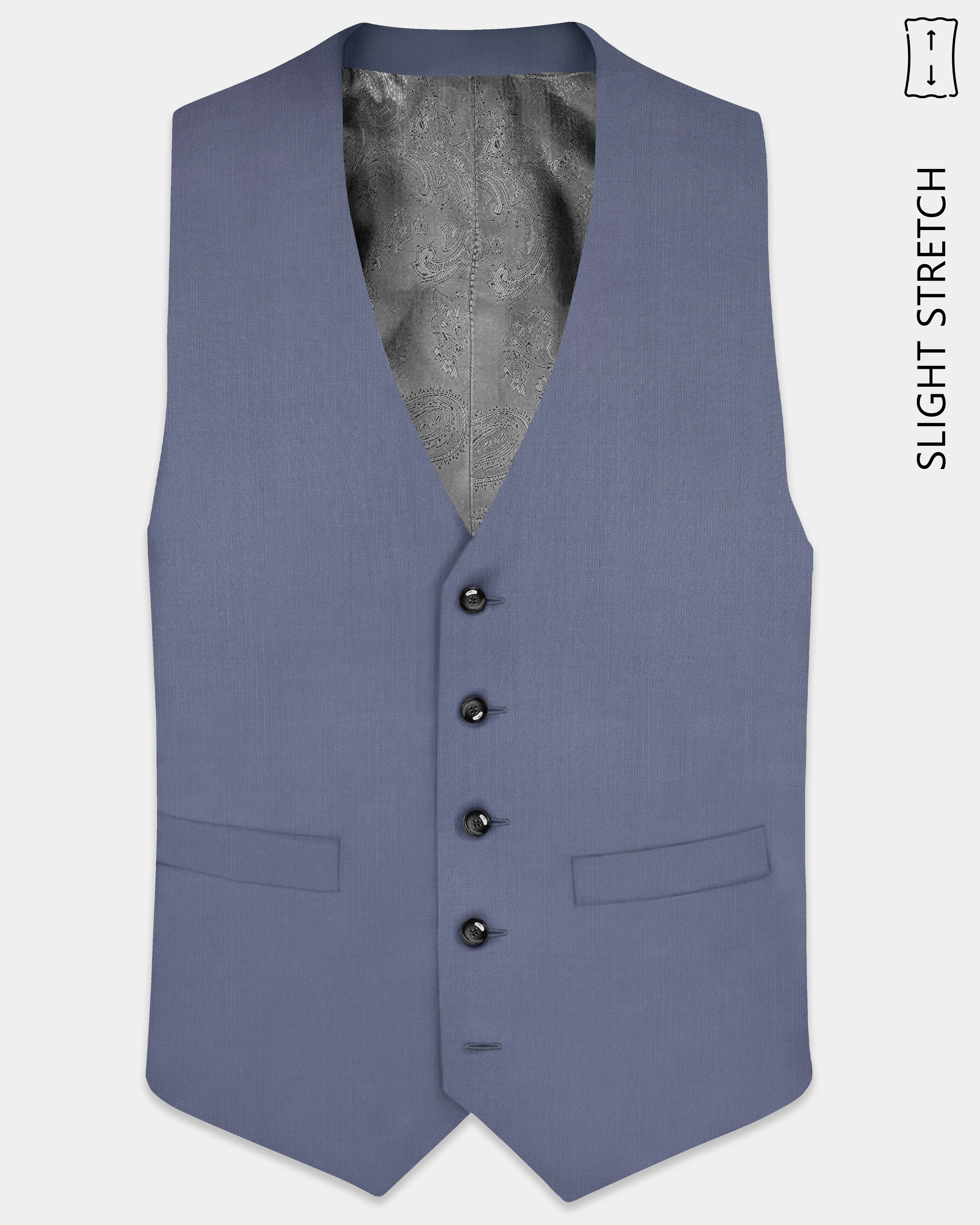 Zenith-Comet Gray Solid Wool Rich Slight Stretch Waistcoat sold by French Crown