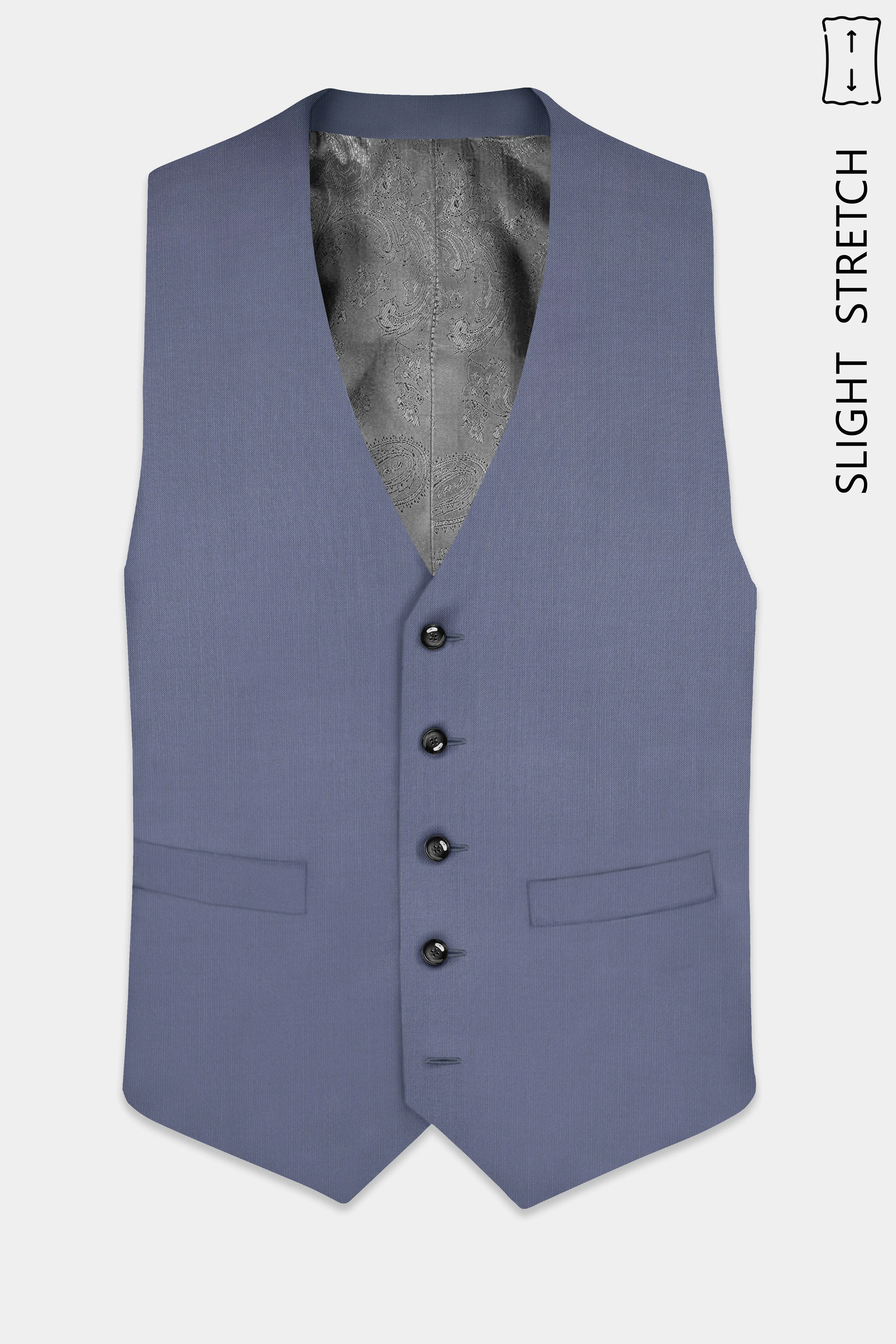 Zenith-Comet Gray Solid Wool Rich Slight Stretch Waistcoat sold by French Crown product image thumbnail 2