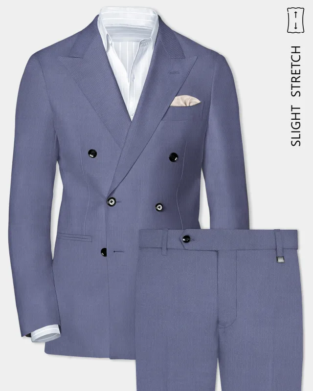 Zenith-Comet Gray Solid Wool Rich Double Breasted Slight Stretch Suit sold by French Crown