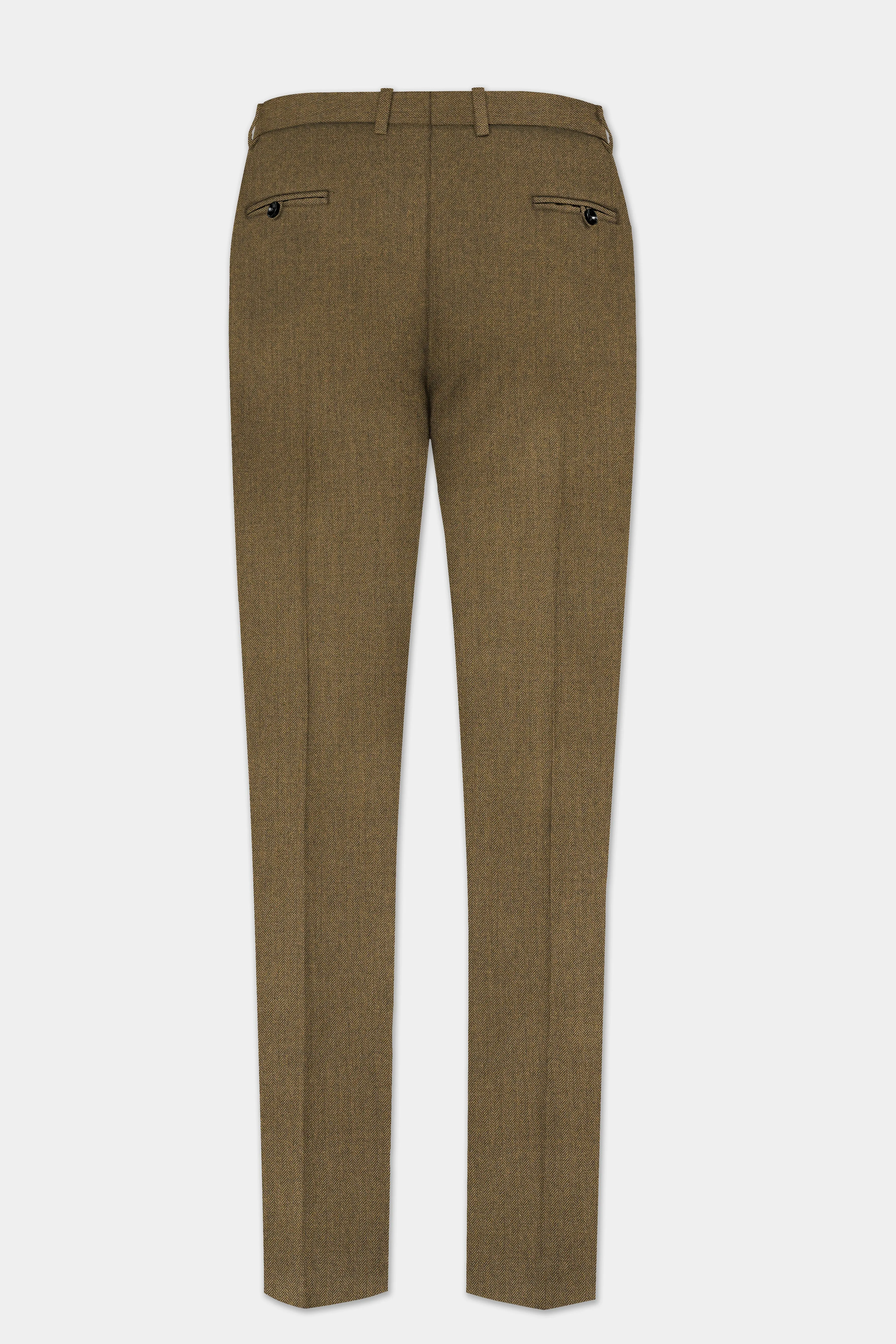Bronze herringbone Plaid Tweed Stretchable Waistband Pant sold by French Crown product image thumbnail 5