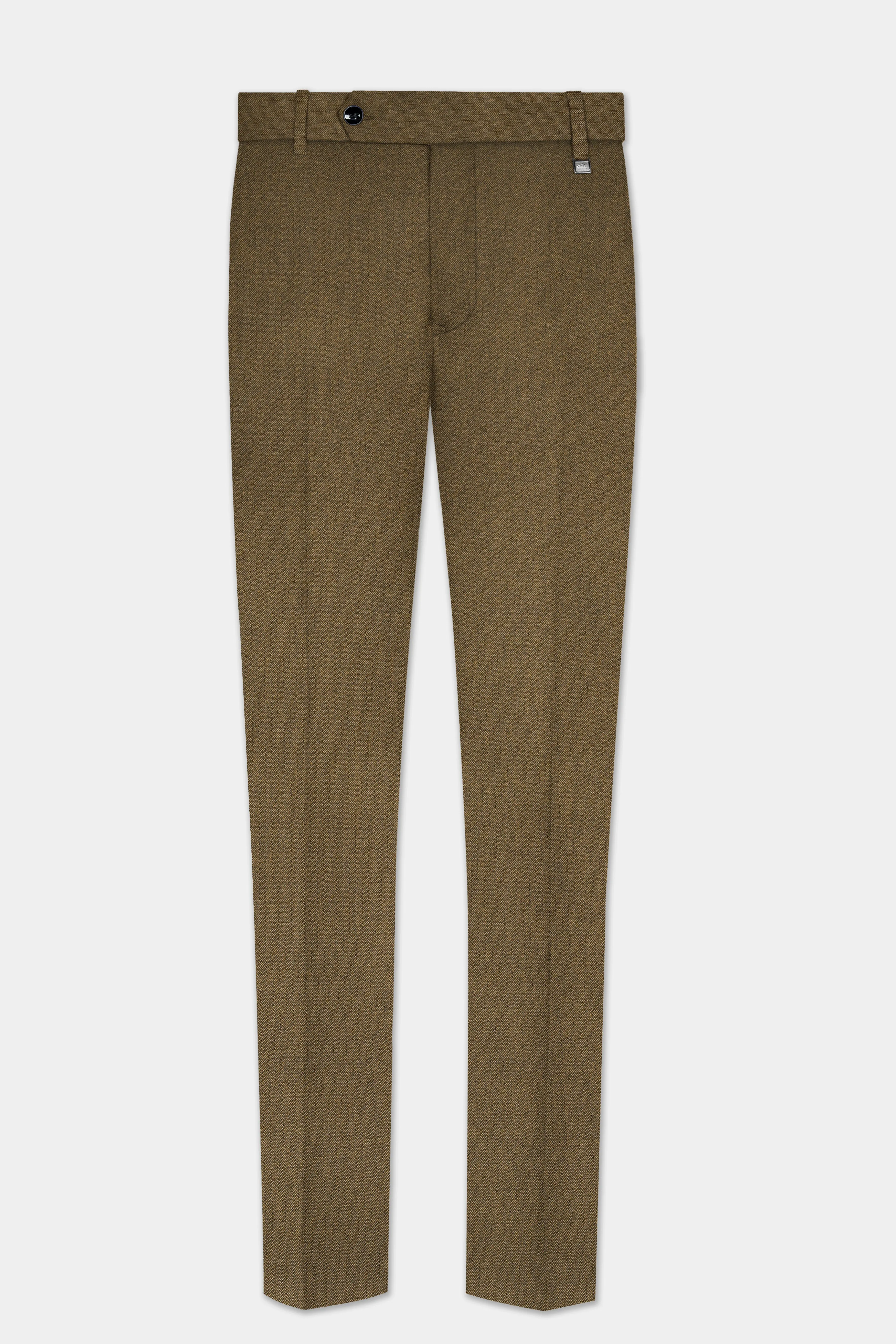 Bronze herringbone Plaid Tweed Stretchable Waistband Pant sold by French Crown product image thumbnail 2