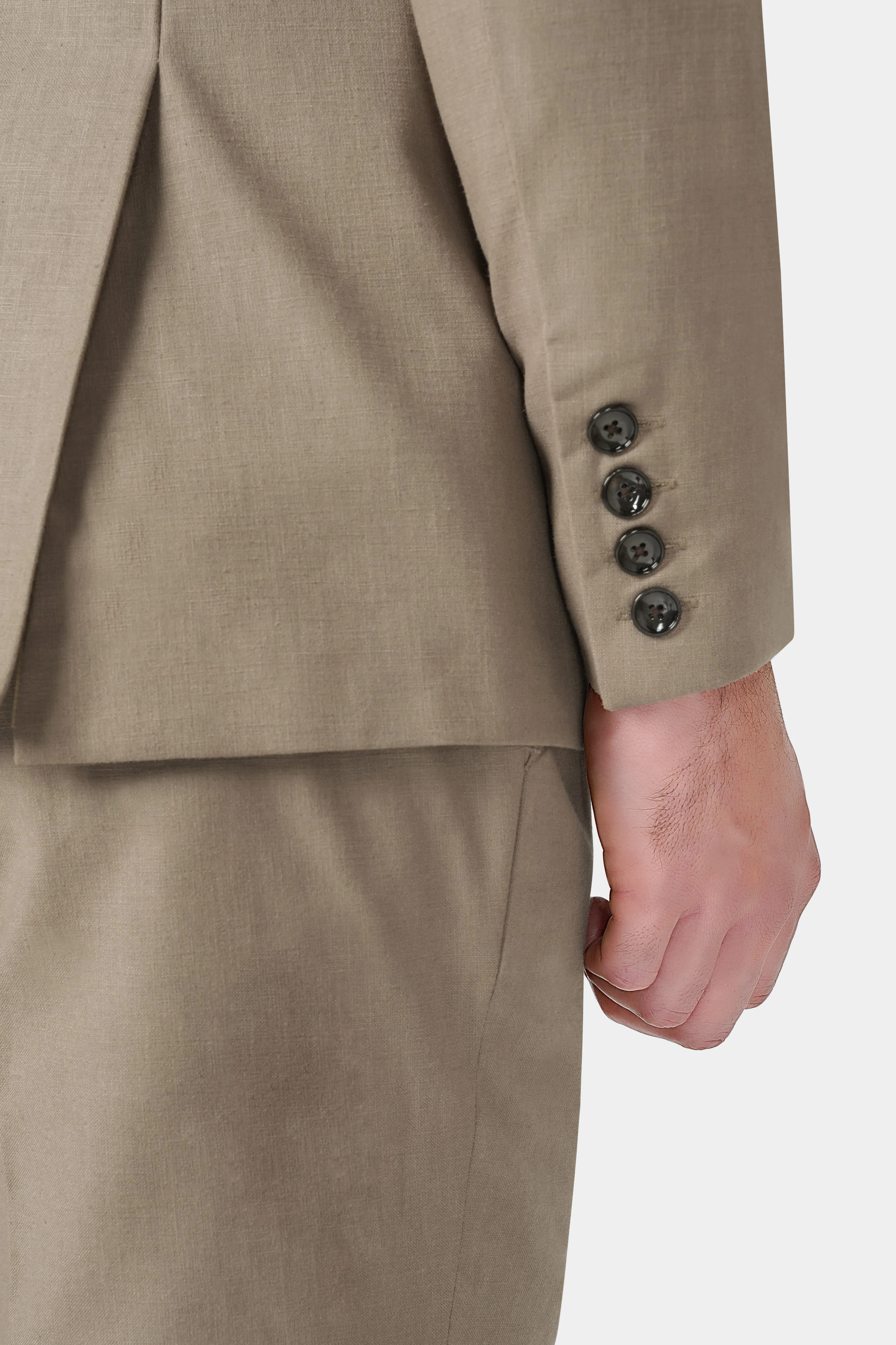 Oyster Brown Luxurious Linen Double Breasted Sports Suit sold by French Crown product image thumbnail 4