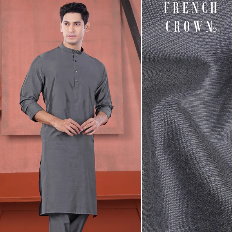 Fuscous Gray Subtle Sheen Viscose Kurta sold by French Crown