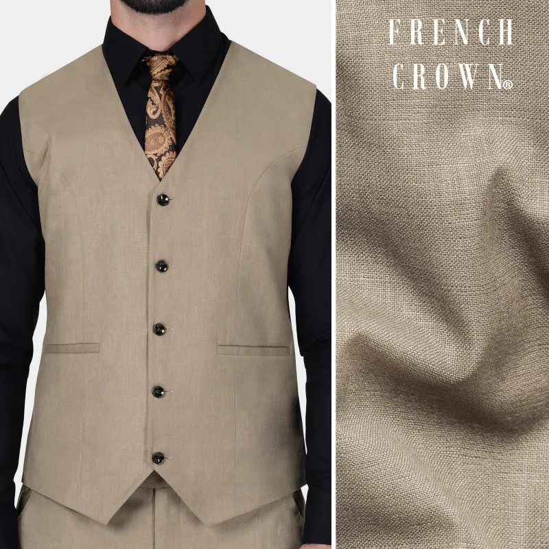 Oyster Brown Luxurious Linen Waistcoat sold by French Crown