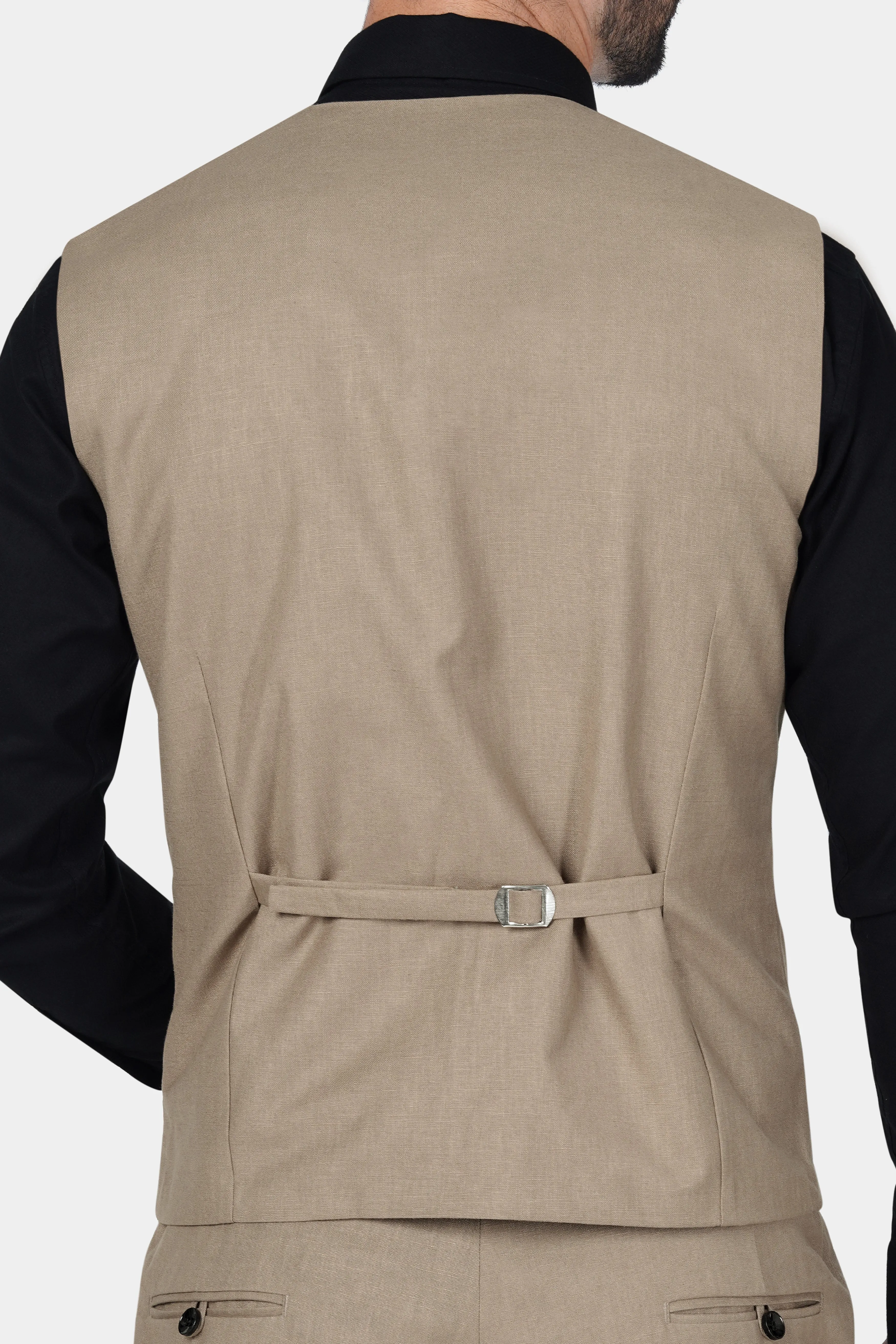 Oyster Brown Luxurious Linen Waistcoat sold by French Crown product image thumbnail 5