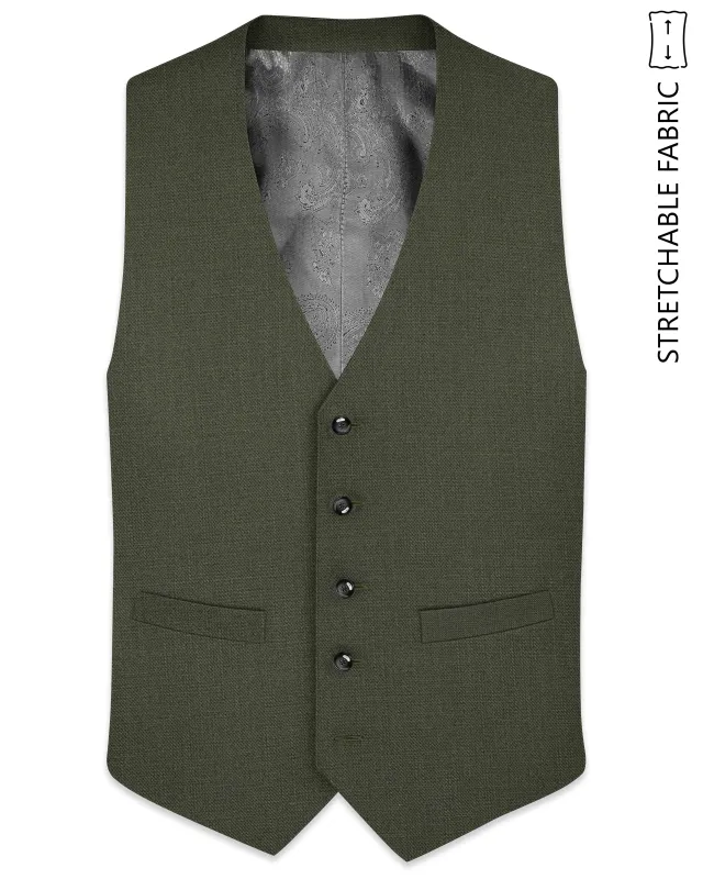 Virenzo-Rifle Green Luxurious Linen Stretchable Waistcoat sold by French Crown