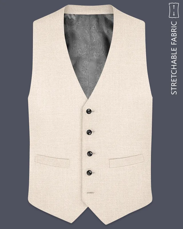 Ivoreo-Merino Cream Luxurious Linen Stretchable Waistcoat sold by French Crown
