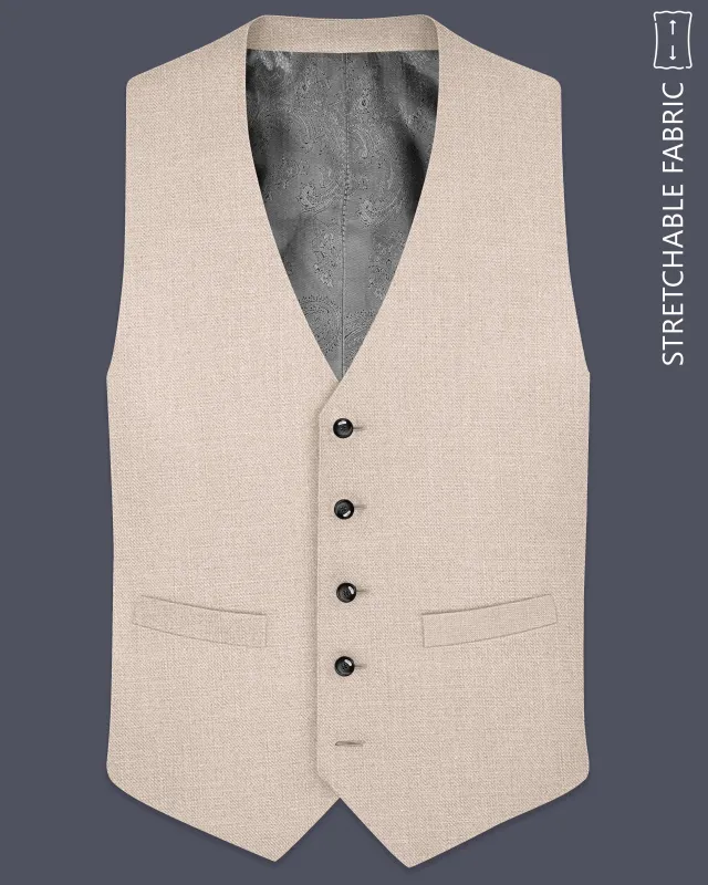 Brunoro-Wafer Brown Luxurious Linen Stretchable Waistcoat sold by French Crown