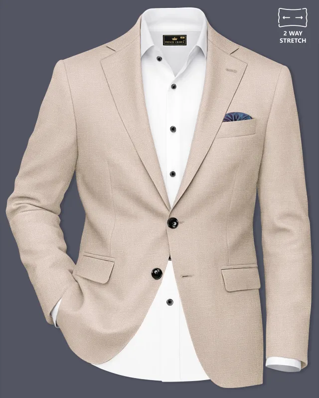 Brunoro-Wafer Brown Luxurious Linen Single Breasted Stretchable traveler Blazer sold by French Crown