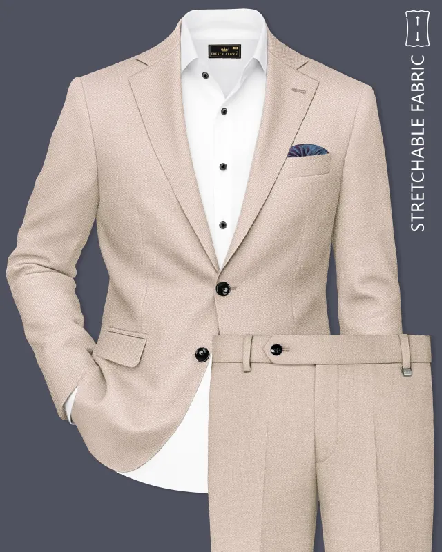 Brunoro-Wafer Brown Luxurious Linen Single Breasted Stretchable traveler Suit sold by French Crown