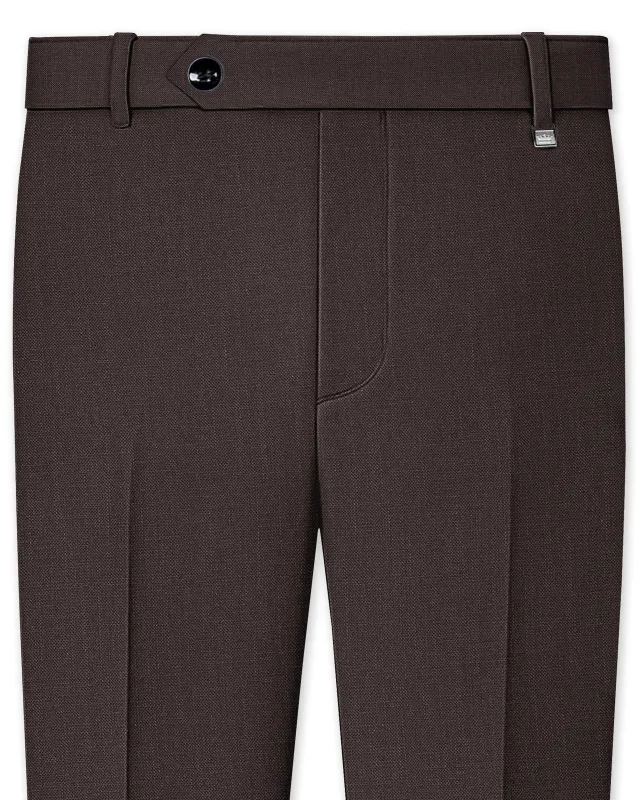 Terrivo-Zeus Brown Luxurious Linen Stretchable Waistband Pant sold by French Crown