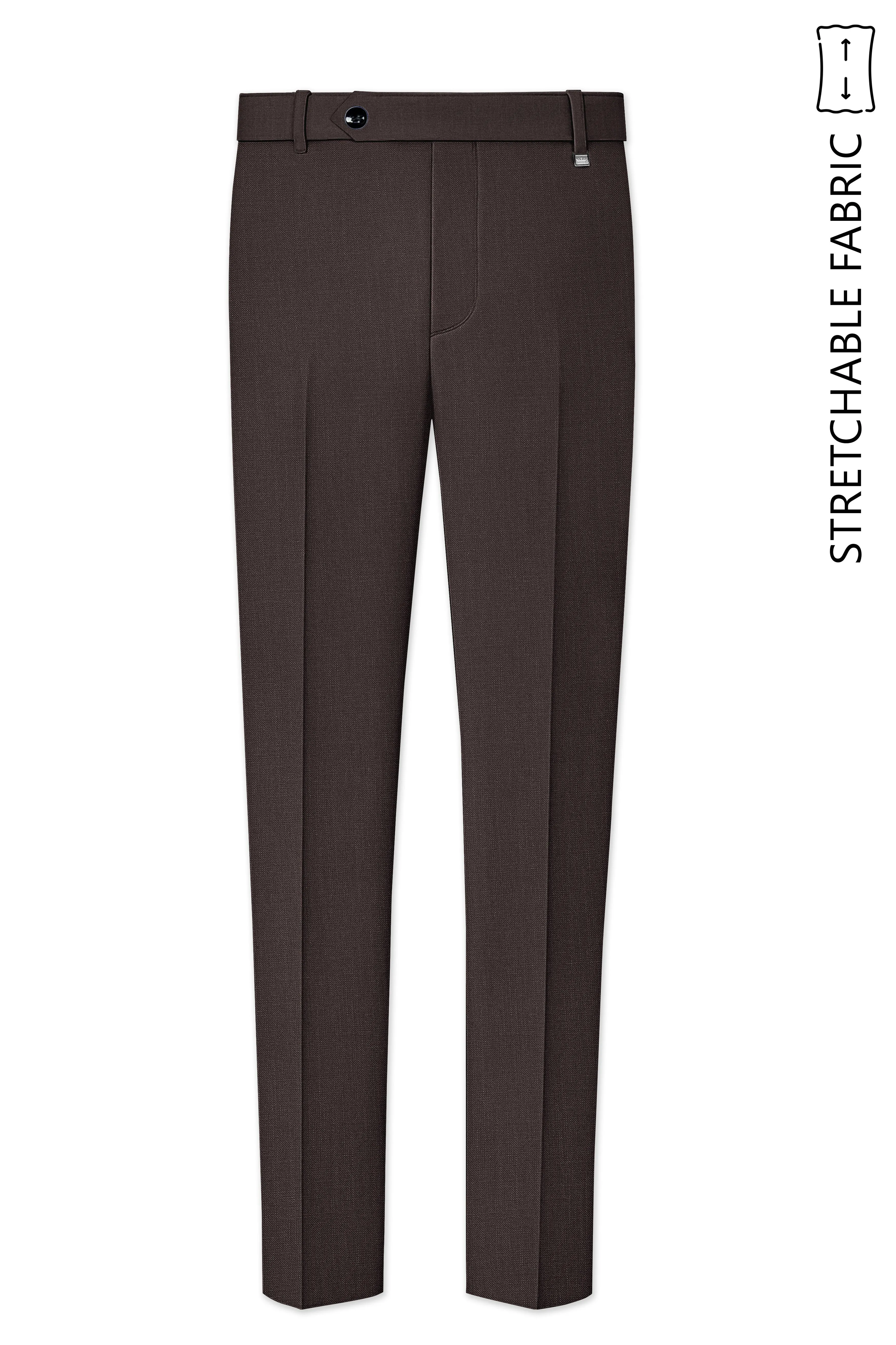 Terrivo-Zeus Brown Luxurious Linen Stretchable Waistband Pant sold by French Crown product image thumbnail 2