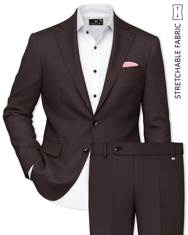 Terrivo-Zeus Brown Luxurious Linen Single Breasted Stretchable traveler Suit made by French Crown