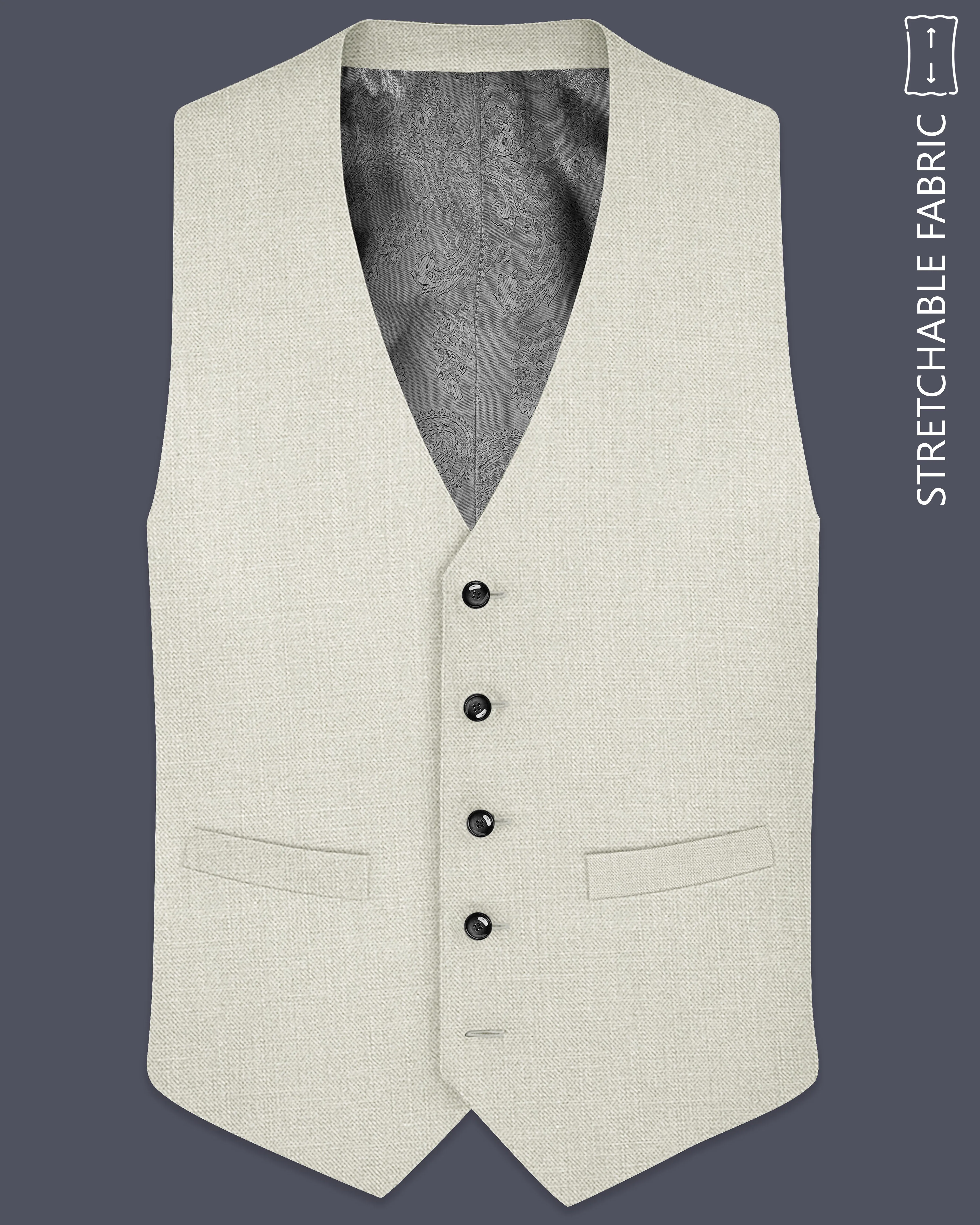 Viridale-Periglacial Green Luxurious Linen Stretchable Waistcoat sold by French Crown