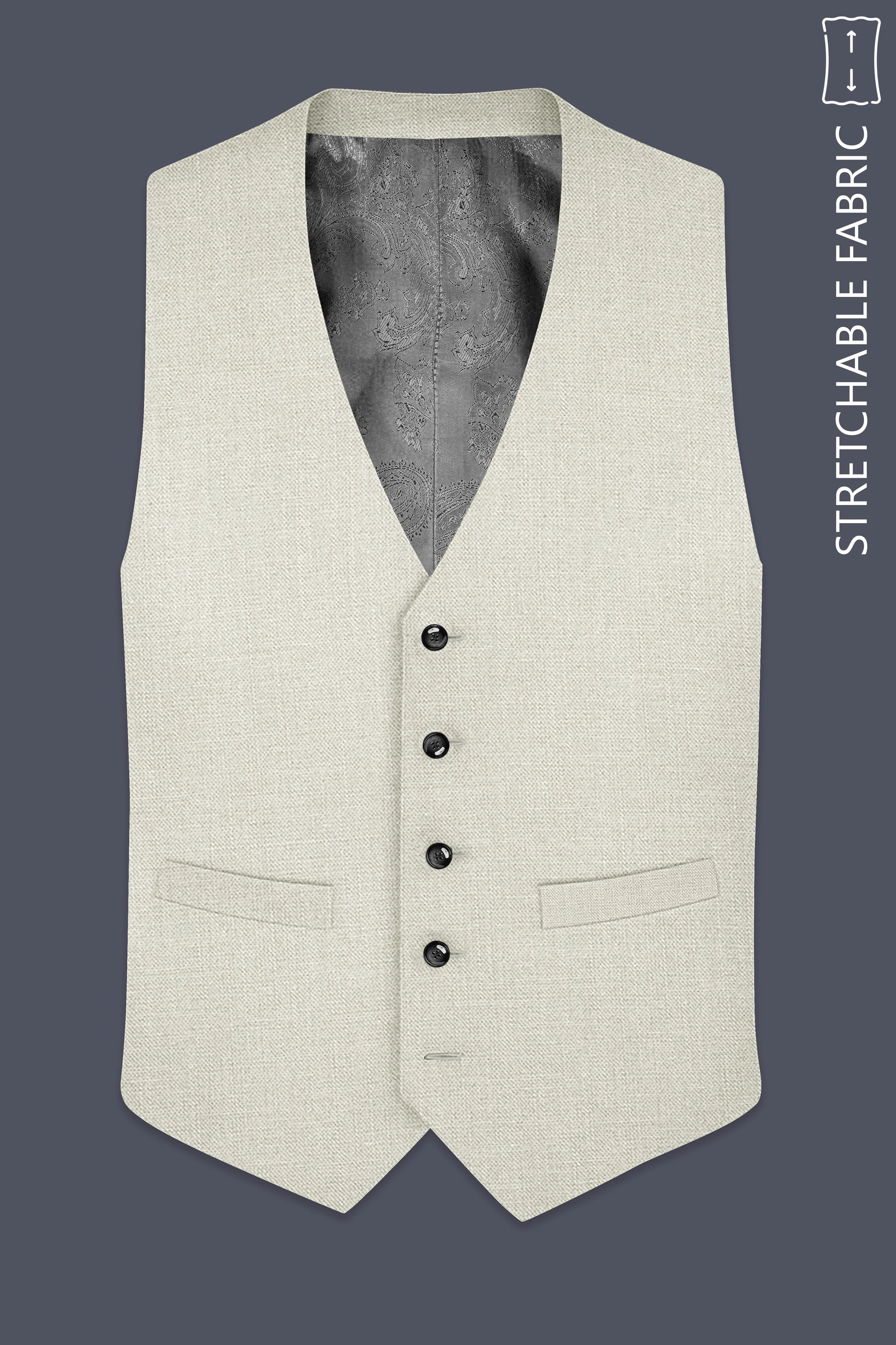 Viridale-Periglacial Green Luxurious Linen Stretchable Waistcoat sold by French Crown product image thumbnail 2