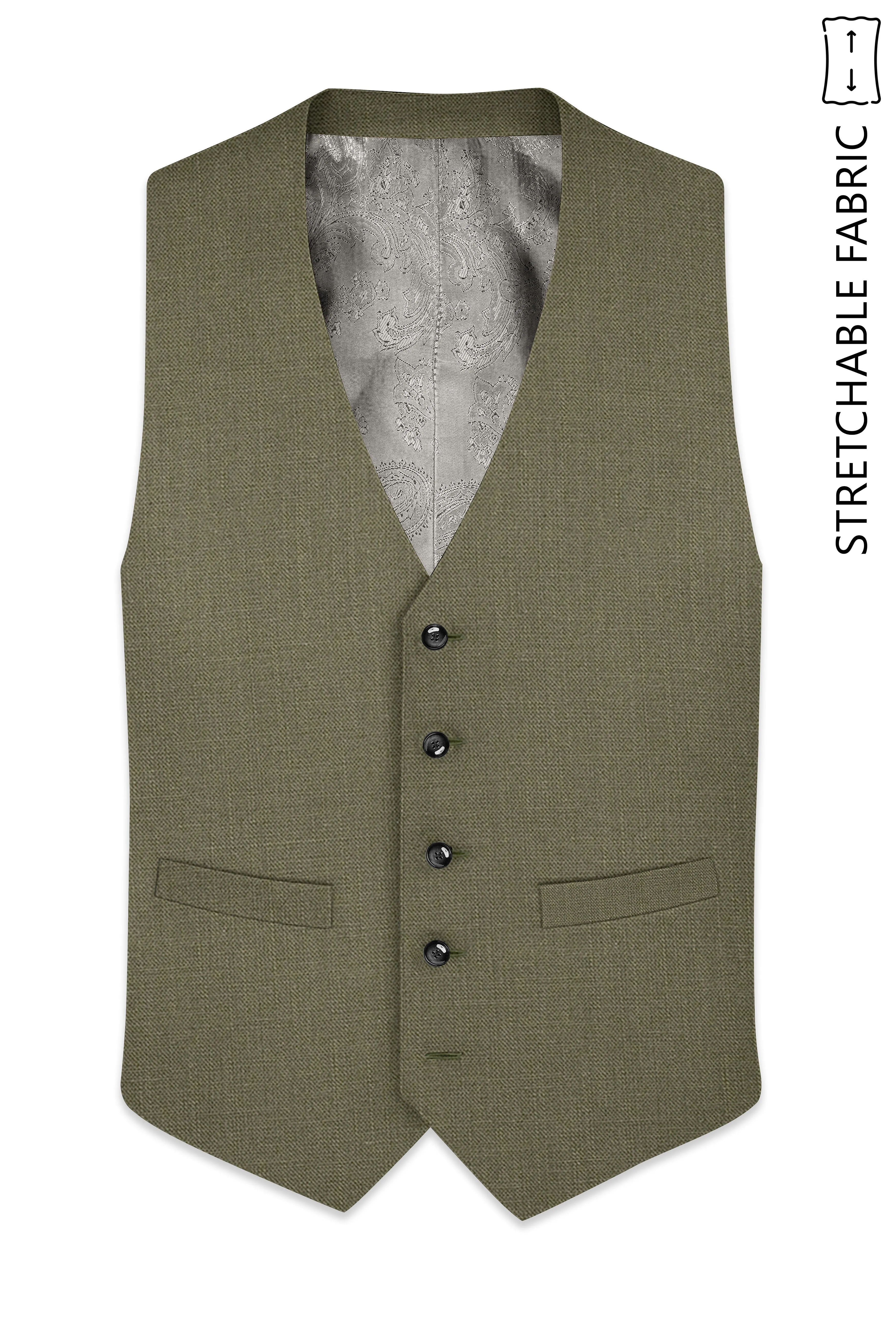 Zyren-Finch Green Luxurious Linen Stretchable Waistcoat sold by French Crown product image thumbnail 2