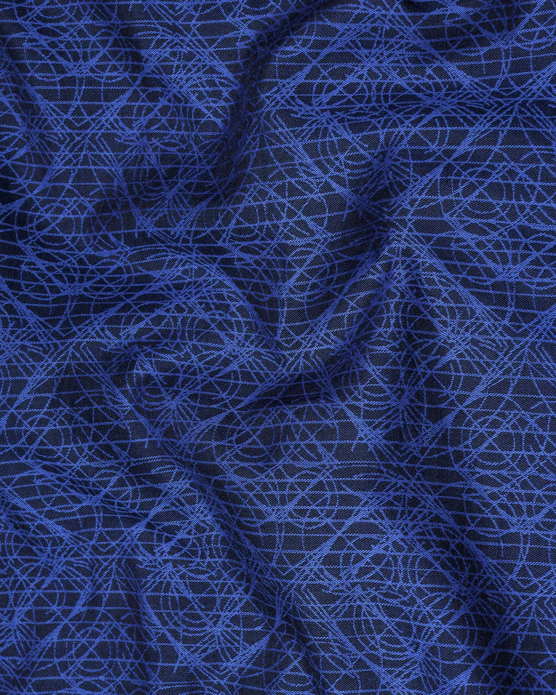 Sapphire Blue Scribbled Jacquard Textured Premium Giza Cotton Shirt sold by French Crown product image thumbnail 2
